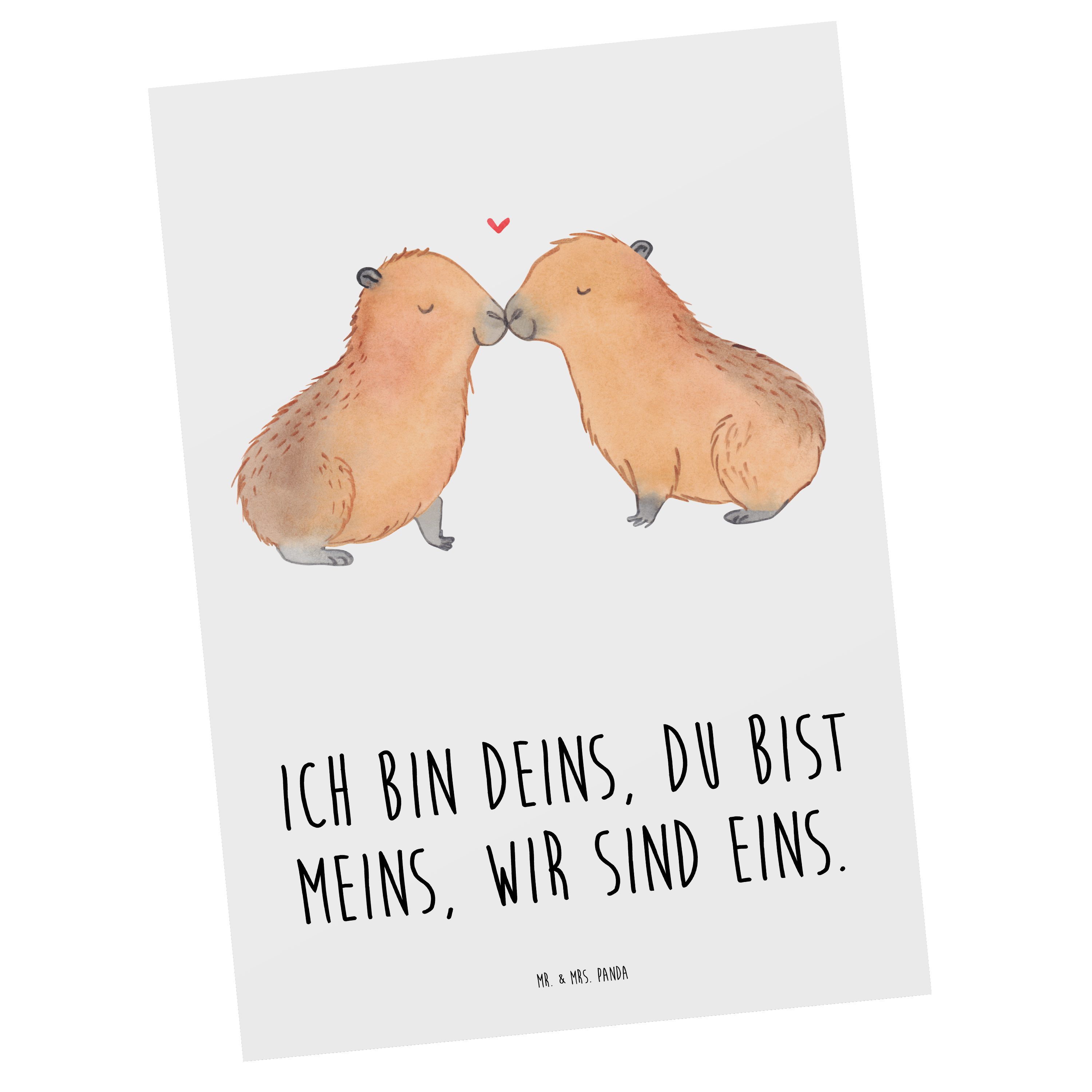 Mr. & Mrs. Panda Postkarte Capybara Liebe - Weiß - Geschenk, Einladung, lustige Sprüche, Geschen