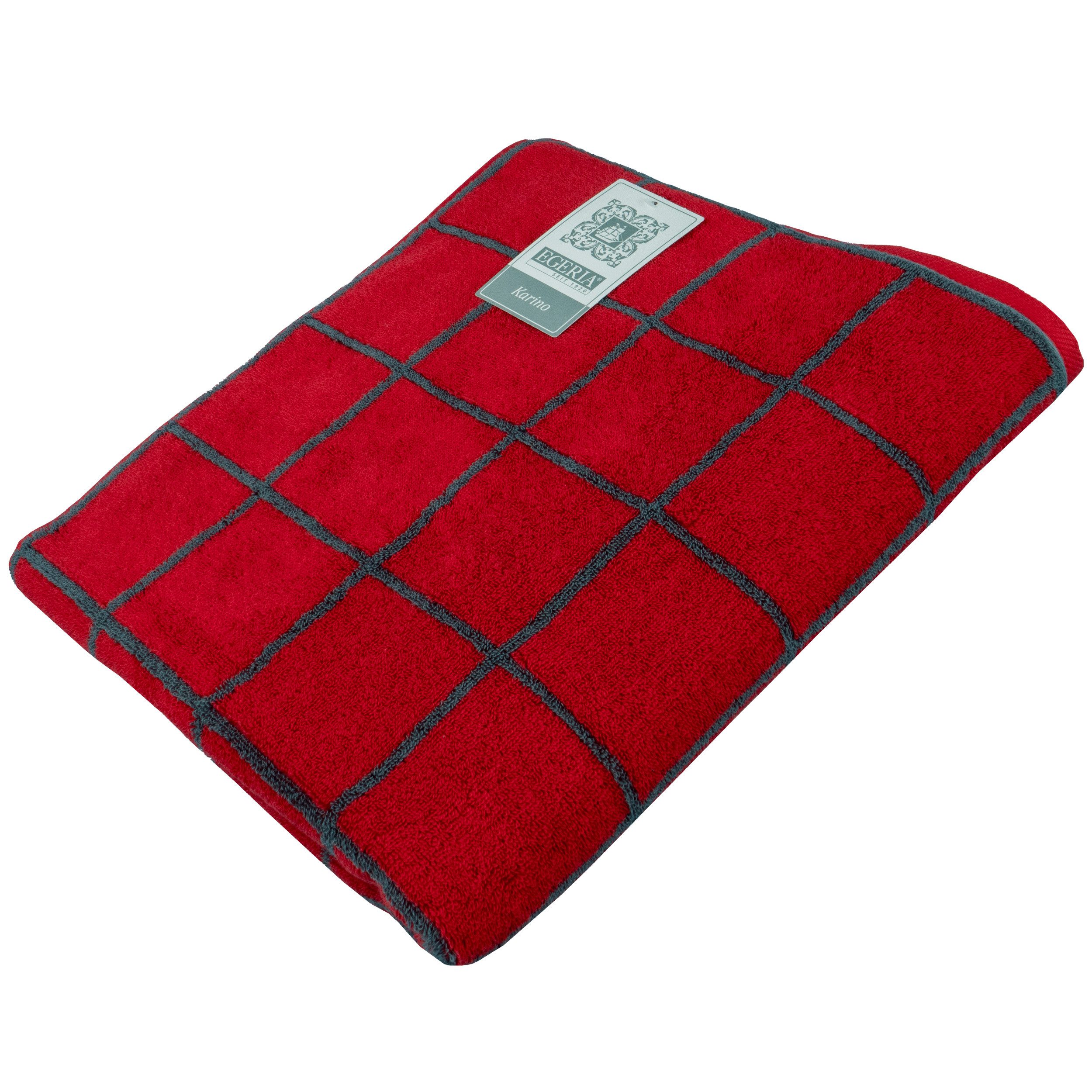 Egeria Duschtuch Karino, Frottier (1-St), modern kariert, rot, grau