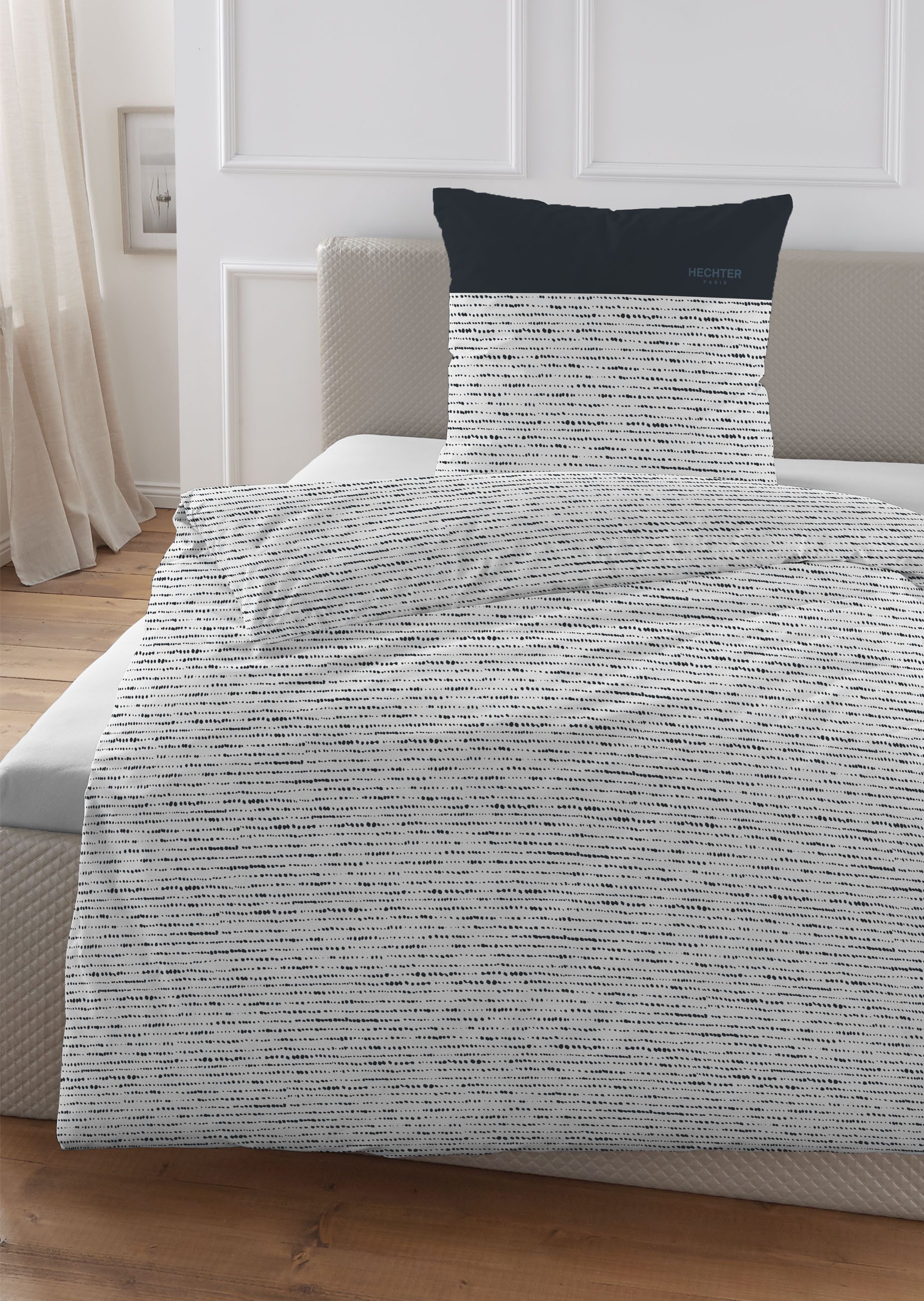 HECHTER PARIS Wendebettwäsche 0041307, Renforcé, 2 teilig, hautsympathisch, 100% Baumwolle, Reißverschluss, ganzjährig, LOGO