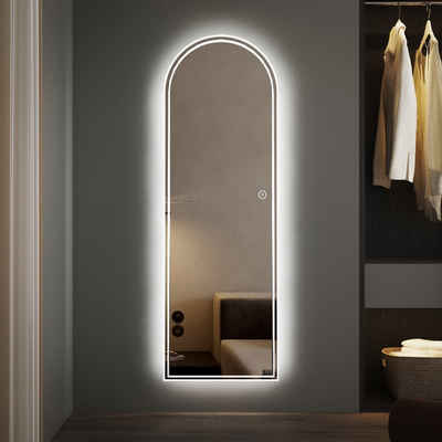 WDWRITTI Spiegel Flur Ganzkörper 150x50 140X40cm Ganzkörperspiegel Led mit beleuchtung (Wandspiegel mit Touch Wandschalter, 3Lichtfarben, Helligkeit Dimmbar), Intelligente Speicherfunktion