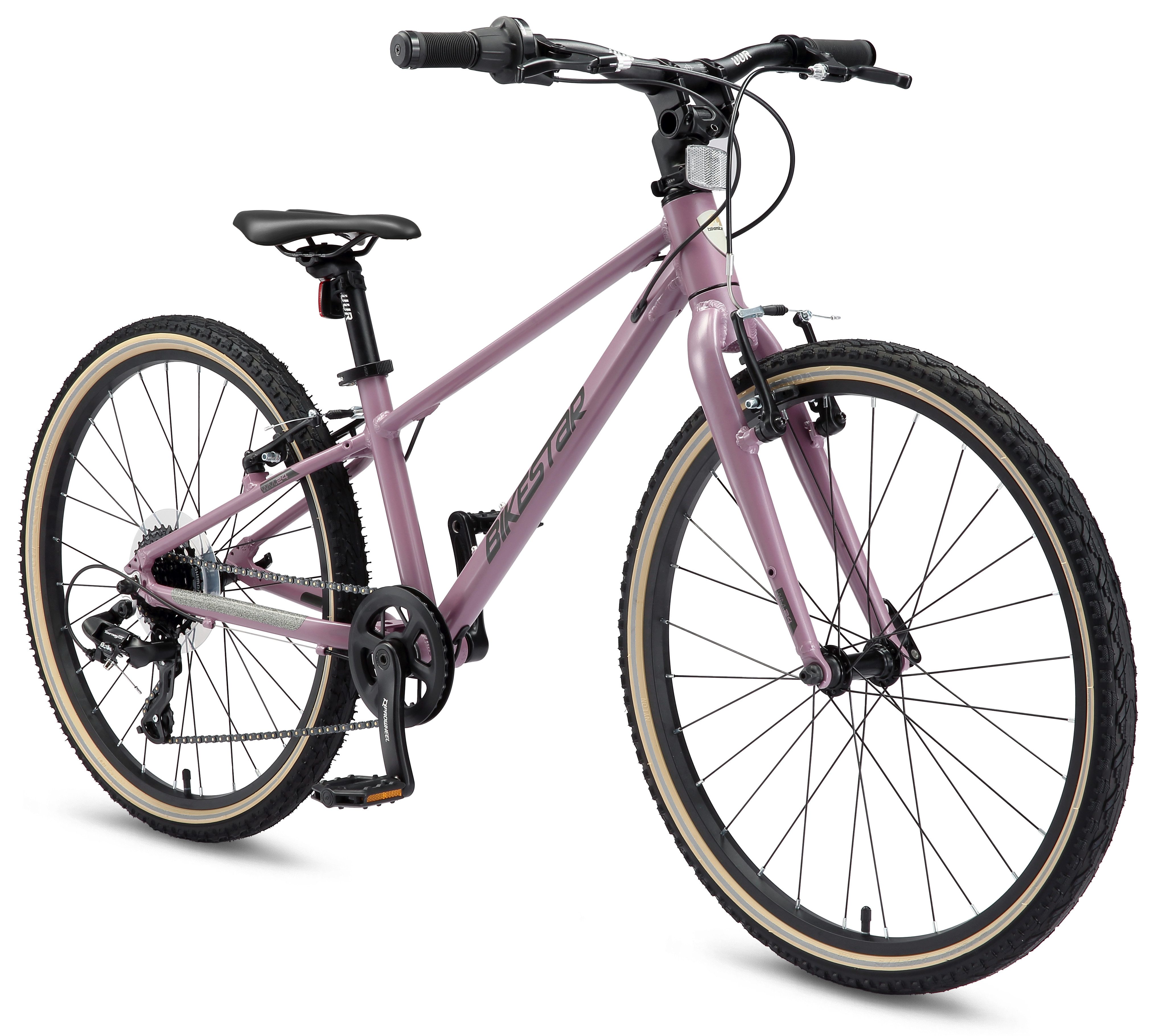 Bikestar Kinderfahrrad Leichtgewicht 9 kg 24 Zoll Aluminium ab 8 Jahre, 8 Gang Shimano RD-M2005 Schaltwerk, Kettenschaltung, Reflektierende Reifen, leichtes Treten, ergonomischer Rahmen