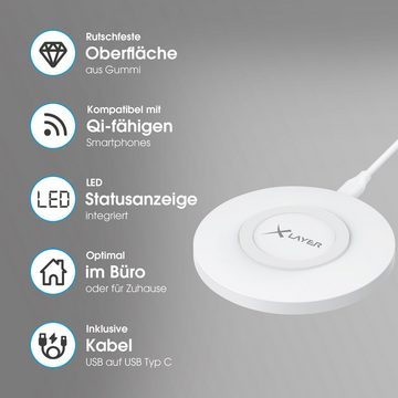 XLAYER Ladegerät XLayer Wireless Charging Pad Basic 10W Qi-zertifiziert White Wireless Charger