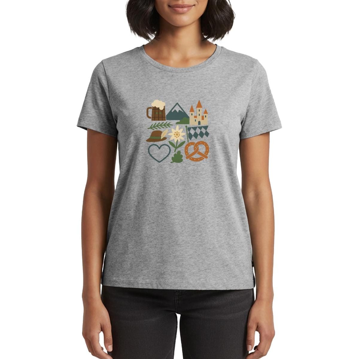 Spreadshirt T-Shirt Bayern Volksfest Breze Edelweiß München Frauen Premium T-Shirt (1-tlg)