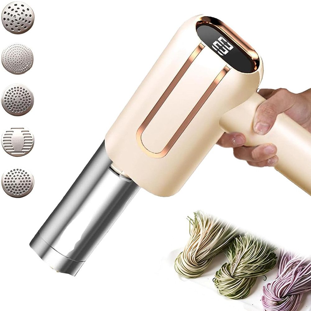 TUWENA Nudelmaschine Elektrische Nudelmaschine Handheld, Tragbare Handpresse mit 5 Modi, Aufladbar Teigausrollmaschine für Ausgemachte Spaghetti/Fettuccine