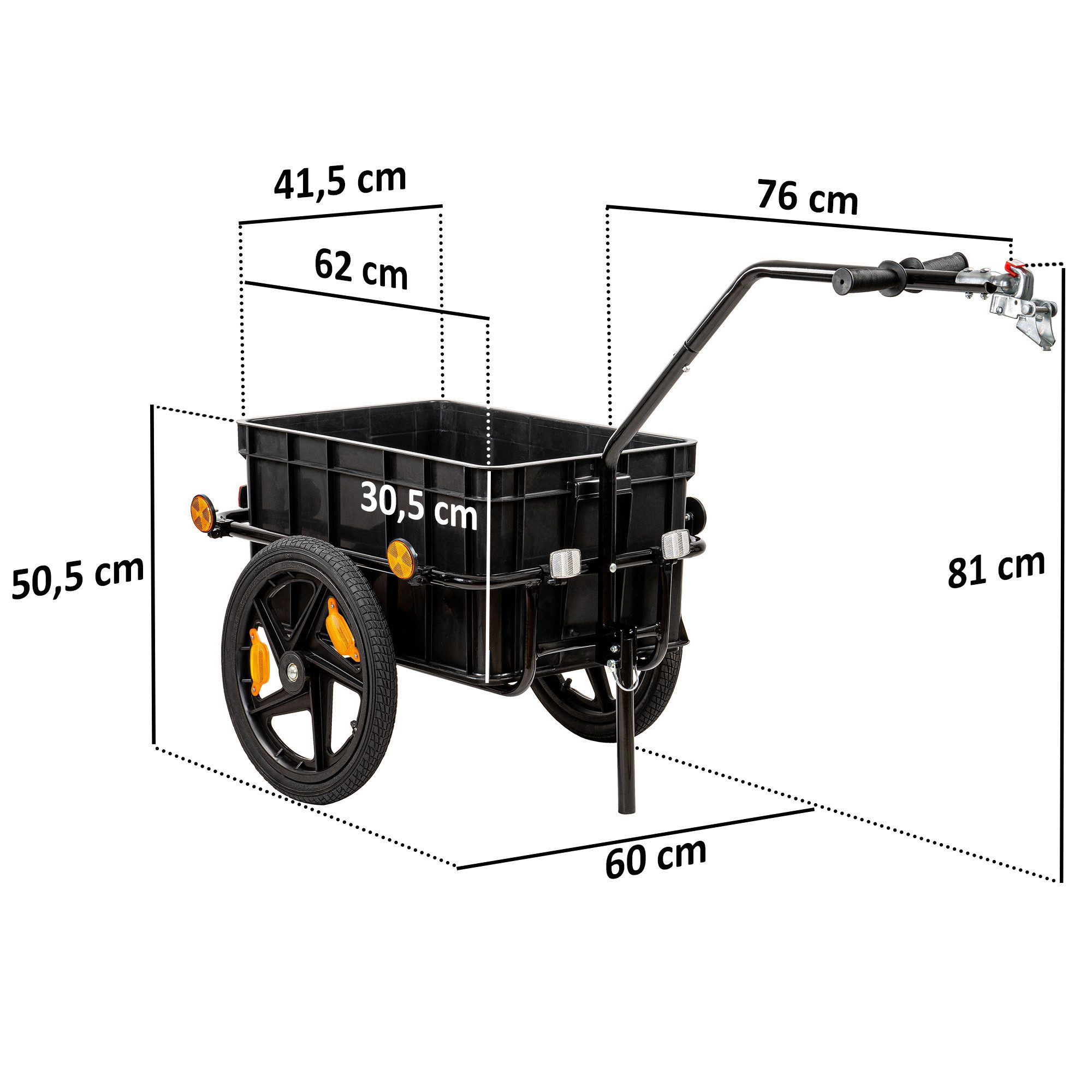 Zelsius bicycle cargo trailer with cover, black, transport cart, cargo trailer, reflective logo on the hood