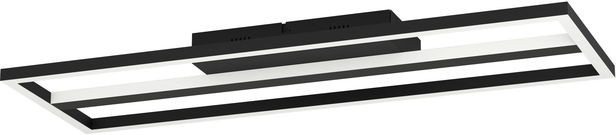 EGLO Deckenleuchte CALAGRANO-Z Deckenlampe schwarz weiß, ZigBee 3.0, Backlight, Timer, Bluetooth, CCT - über Fernbedienung, Dimmfunktion, Ein-/Ausschalter, Farbsteuerung, Farbwechsel, Memoryfunktion, Nachtlichtfunktion, RGB, Smart Home, Weckerfunktion, dimmbar über Fernbedienung, mehrere Helligkeitsstufen, LED fest integriert, warmweiß - kaltweiß, App / Sprachsteuerung Alexa, ‎‎22 x 64 x 5 cm, exkl. Fernbedienung