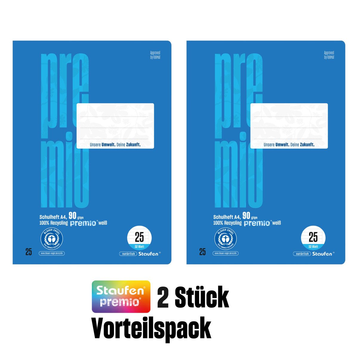 STABILO Schulheft Staufen Bundle Schulheft premio Lineatur 25 liniert 32 Blatt 90g/m²