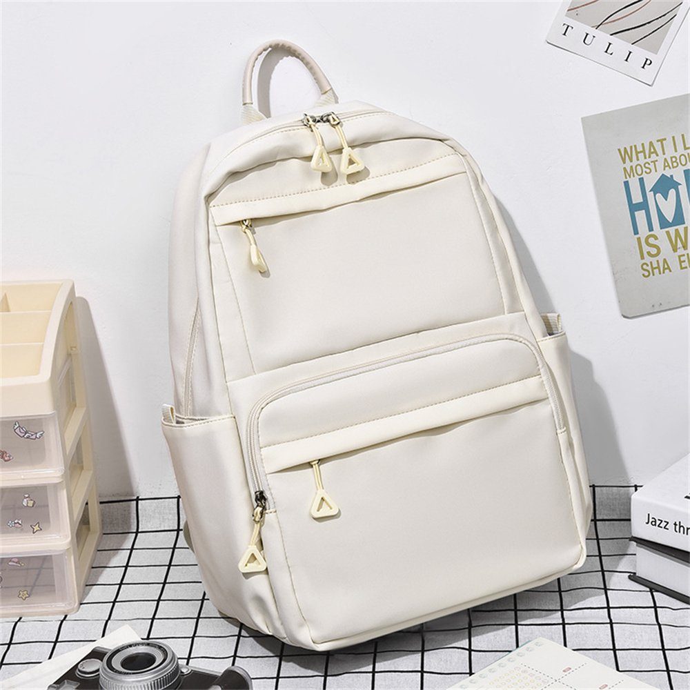 Weißer Freizeitrucksack hohes Schulrucksack Rucksack, für mit Studenten, Laptopfach, Dekorative Volumen Schultasche,