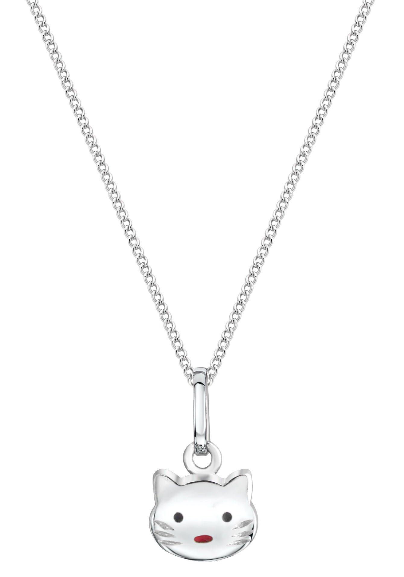 Kette mit Anhänger Schmuck Geschenk Silber 925 Halsschmuck Halskette Panzerkette Katze