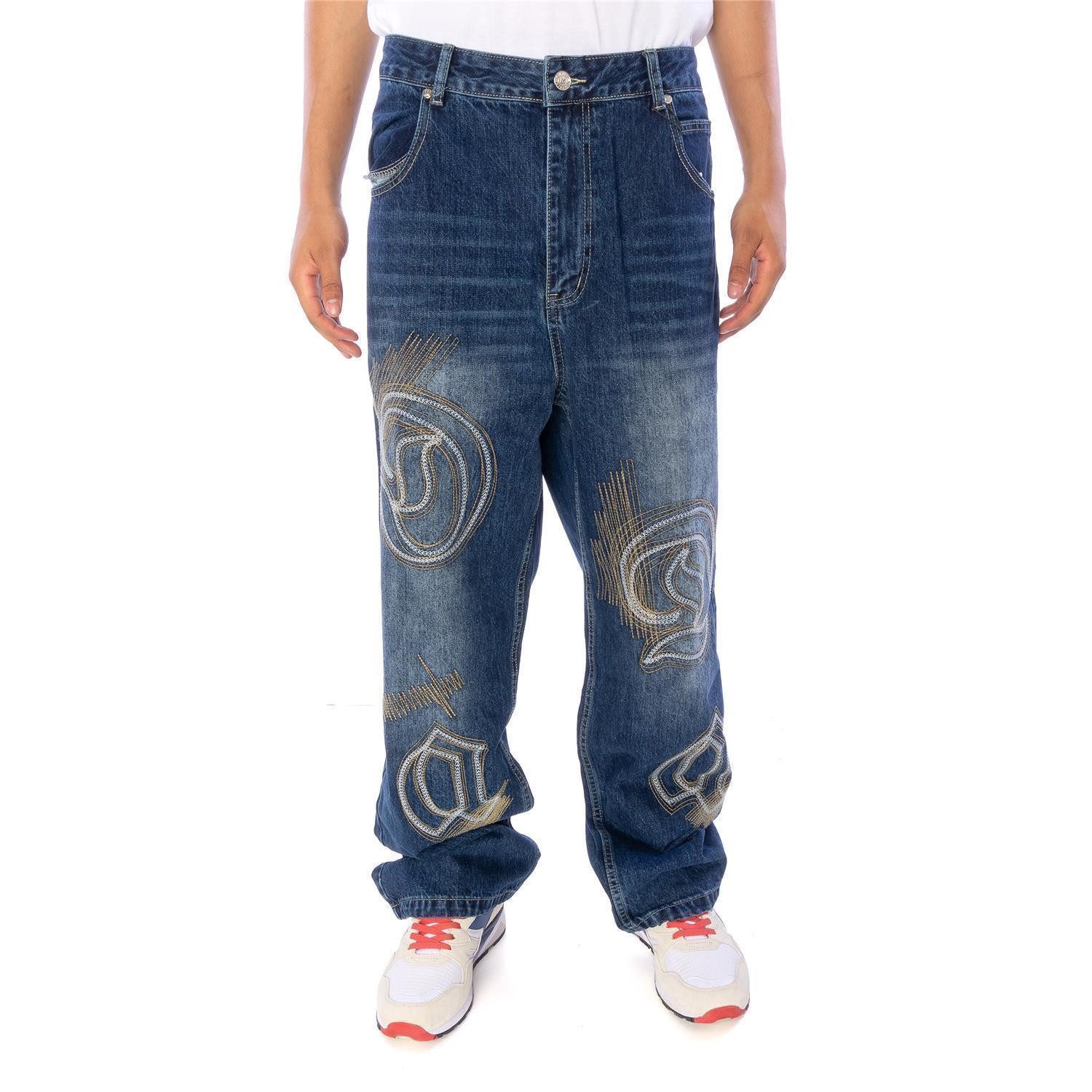 DADA Supreme Loose-fit-Jeans Jeans Dada Supreme Goth Letters Baggy Genähte Gothic Dada Letters & Strickmustern