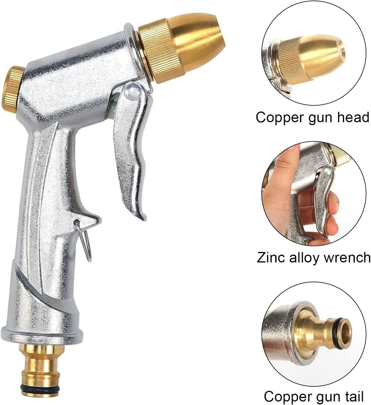 FELIXLEO Multifunktionsbrause 2pcs Gartenbrause Metall Heavy Duty Hochdruck Handbrause Gartenspritze