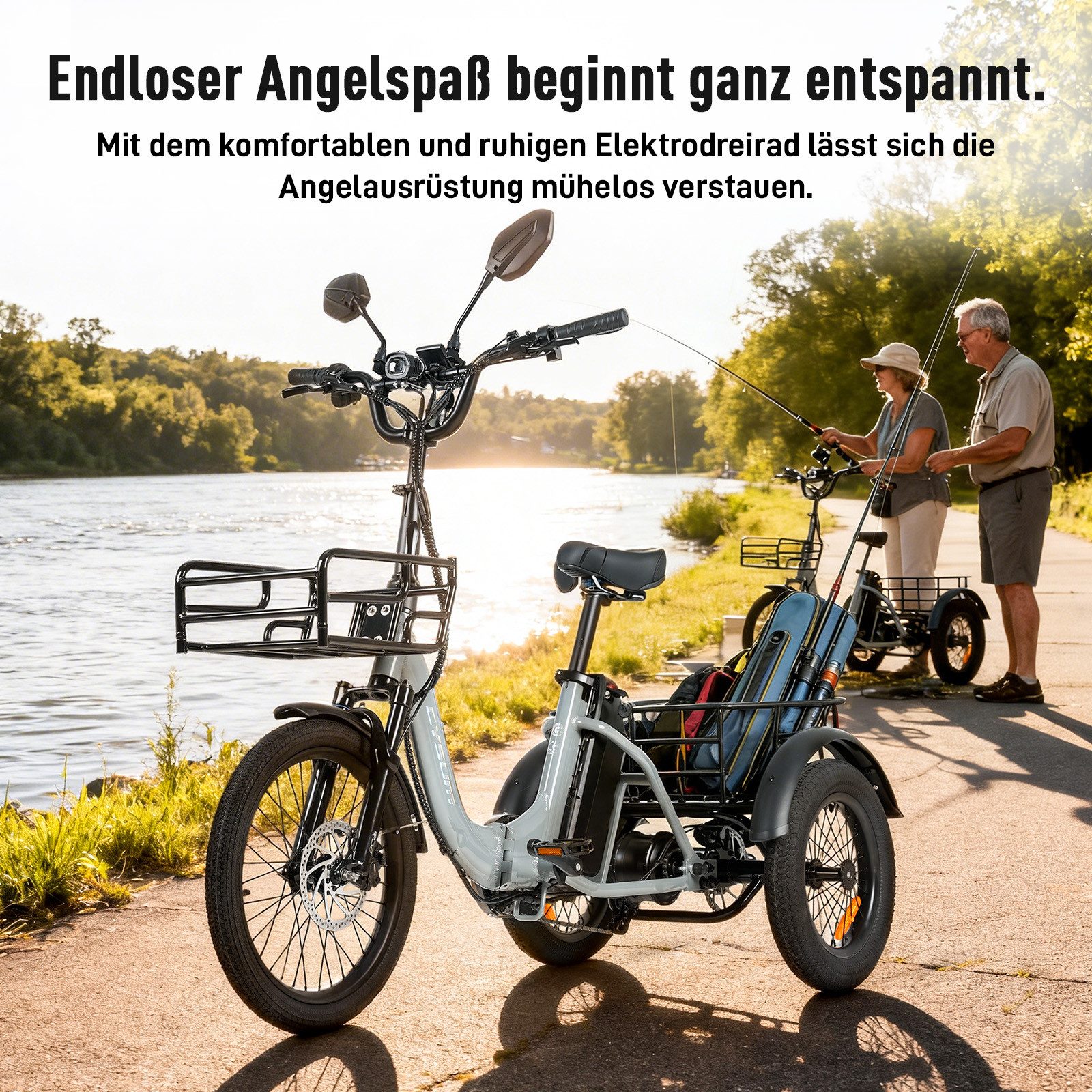 Vankel E-Bike Cityrad AG1 3 rad Faltbares Damen u. Herren E-Fahrrad 960WH Pedelec, 120 km, Kettenschaltung, Heckmotor, 960 Wh, (Beleuchtungsset mit Batterieladegerät, Batterieschlüssel, Werkzeug), Faltbares 3-Rad-E-Bikes 250W, 48V 20AH Akku, 20"×3.0" Reifen