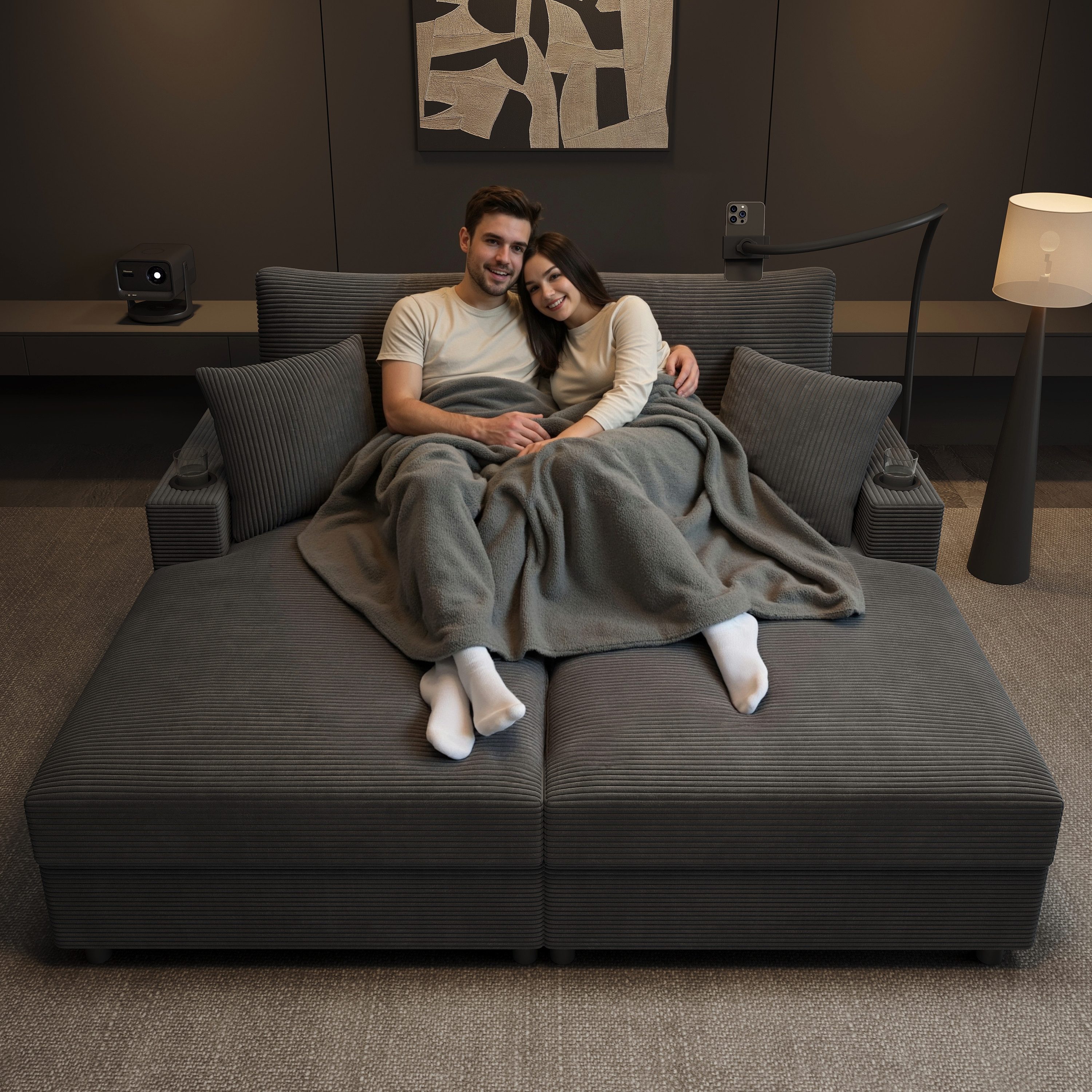Merax Schlafsofa XXL-Doppelsofa mit Schlaffunktion und USB-Anschluss, Doppe günstig online kaufen