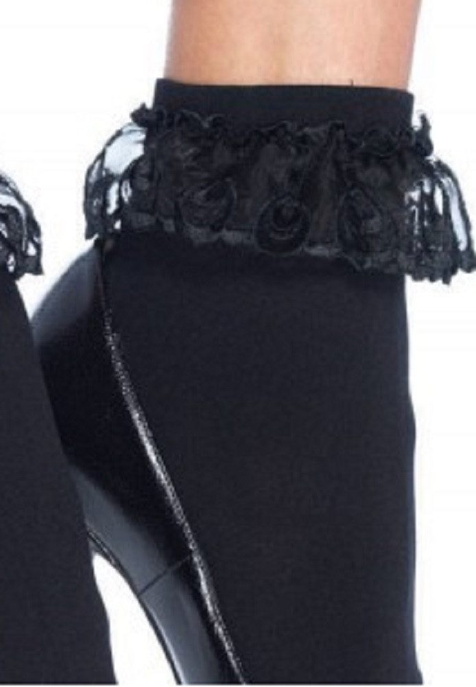 Leg Avenue Feinsöckchen Söckchen Paar mit Rüschen schwarz Einheitsgröße ca. 36 bis 40