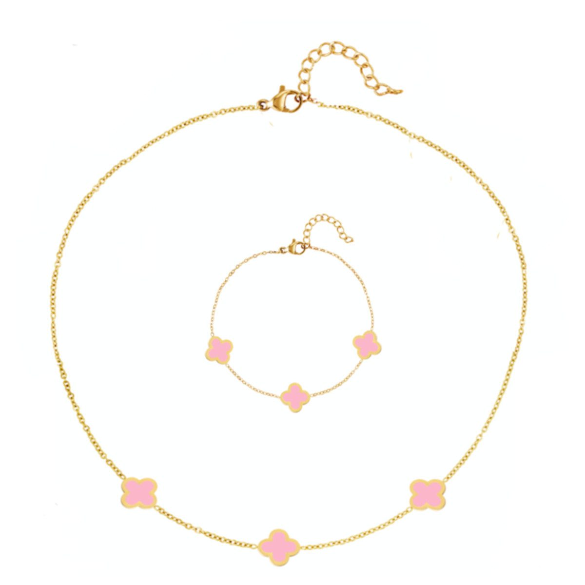 Edelstahlkette Set Halskette & Armband SUMMER CLOVER