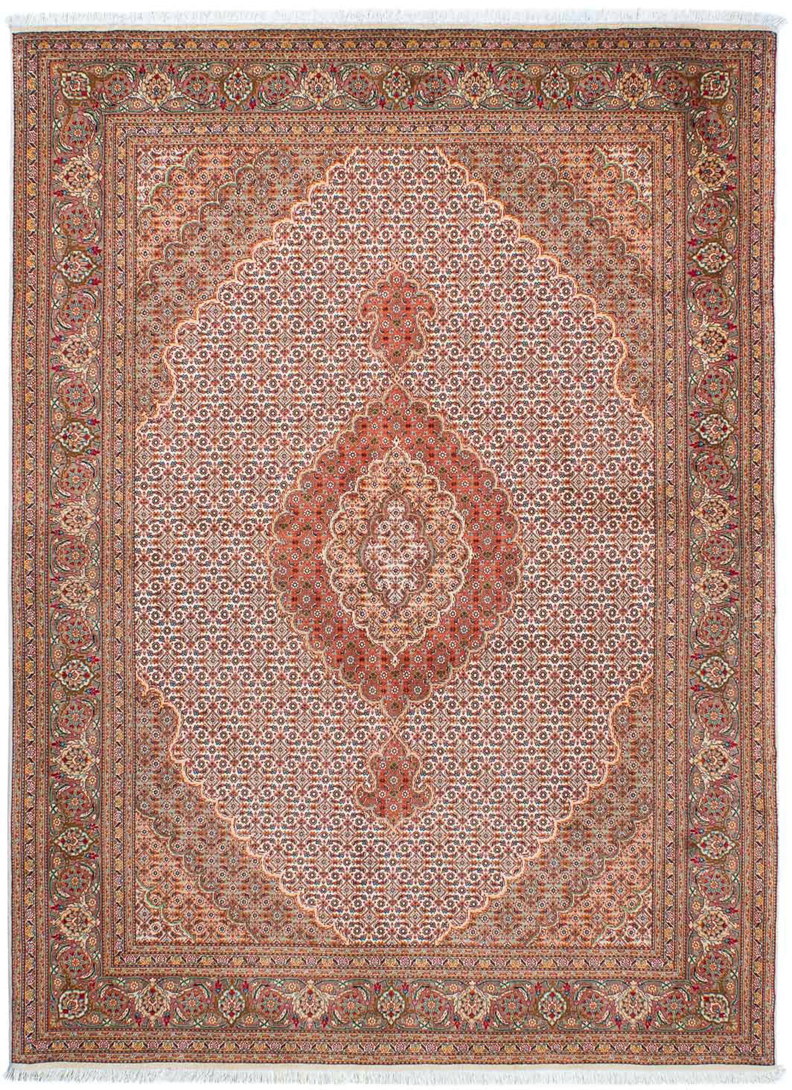 Orientteppich Perser - mit mm, cm Handgeknüpft, - 149 morgenland, Zertifikat - Einzelstück x Wohnzimmer, Täbriz rechteckig, Höhe: 198 hellbraun, 10
