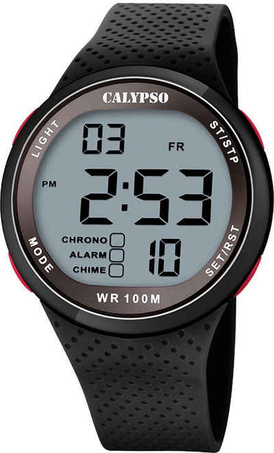 CALYPSO WATCHES Digitaluhr »UK5785/4 Calypso Herren Jugend Uhr Digital«, (Digitaluhr), Herren, Jugend Armbanduhr rund, Kunststoffarmband schwarz, Sport