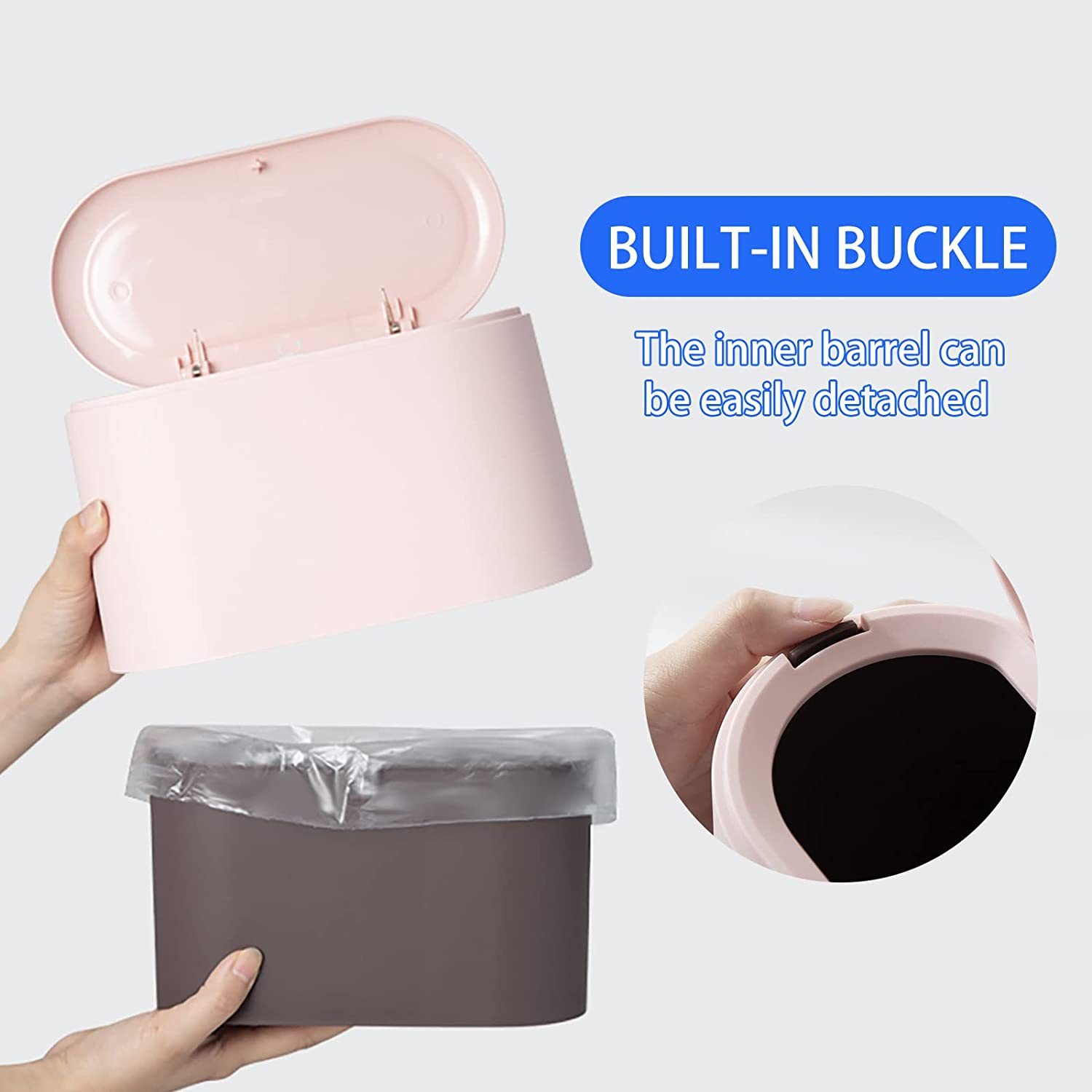 TUWENA Mülleimer Tischmülleimer mit Aufpoppen Deckel, 2L Mini Mülleimer Klein, Plastik