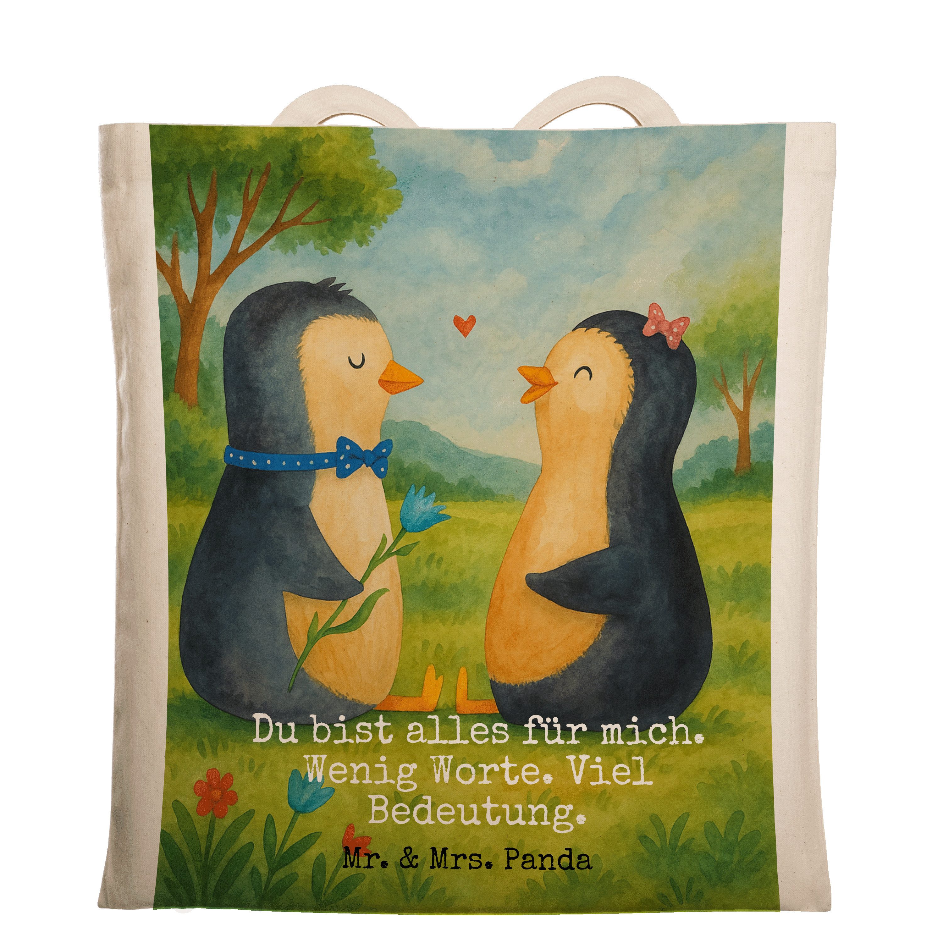 Tragetasche Pinguin Pärchen Design, Shopping Tasche, Weiß, Tasche, Hochzeitstag