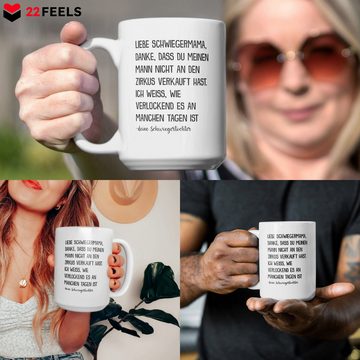 22Feels Tasse Schwiegermama Geschenk von Schwiegertochter Schwiegermutter Hochzeit, Keramik, XL, Made In Germany, Spülmaschinenfest