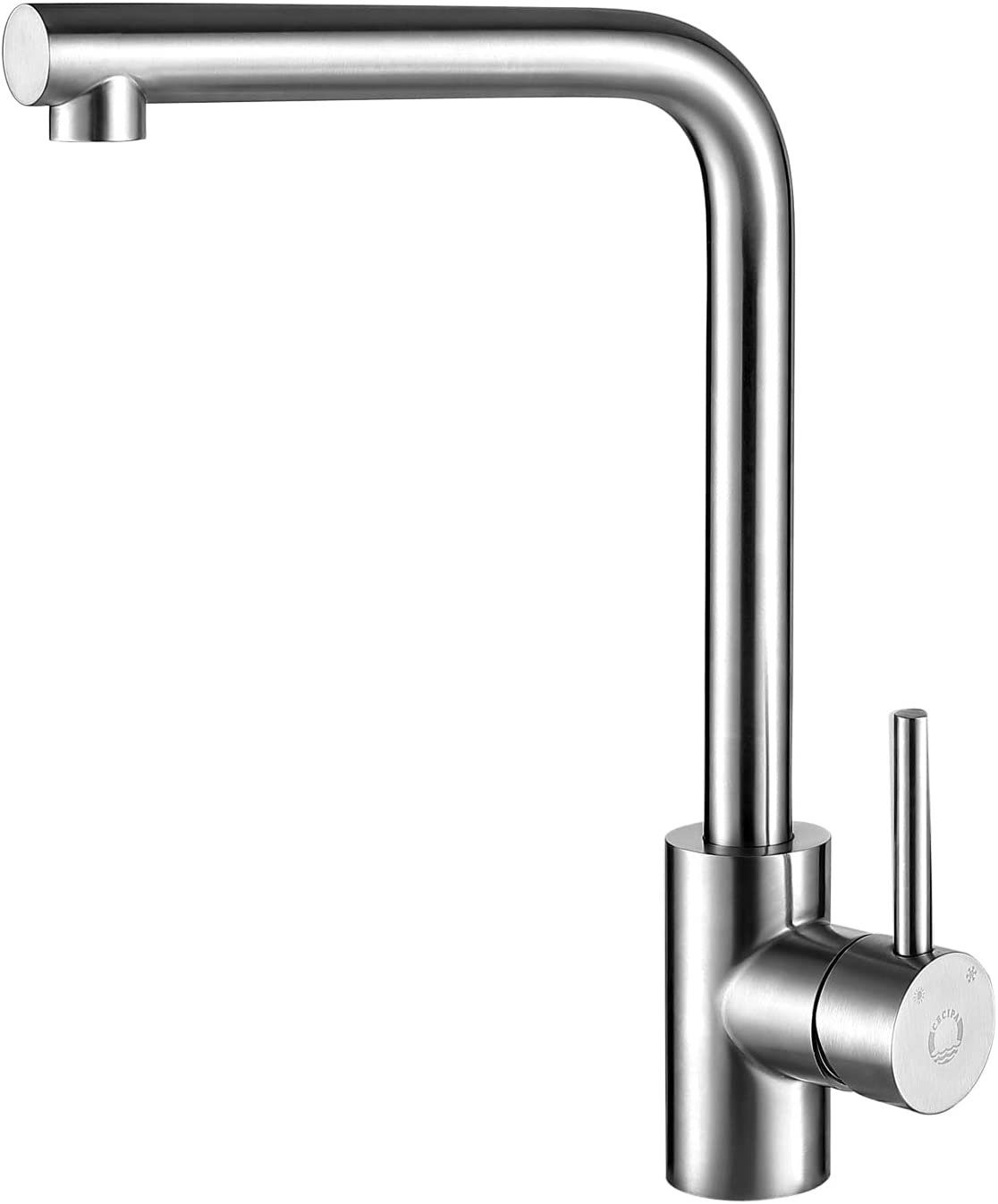 Silber Wasserhahn Basic/Ausziehbar Edelstahl Küchenarmatur 360° Drehbar CECIPA Küchenarmatur