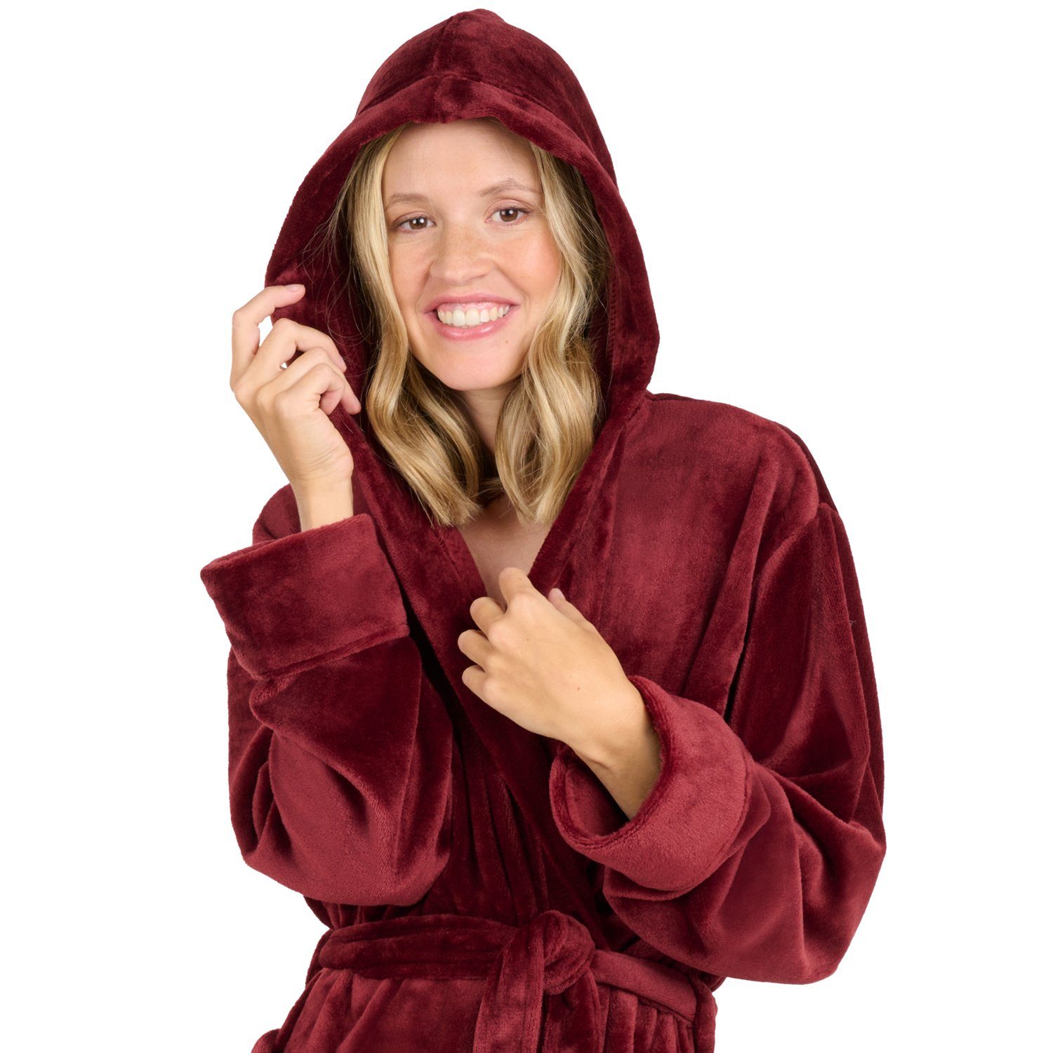 Blumtal Bademantel Bademantel Damen und Herren - kuschelig weicher Fleece Bademantel, mit Kapuze & Fronttasche