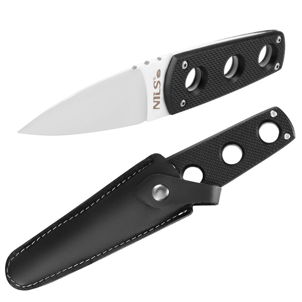 NILS CAMP Fahrtenmesser Outdoormesser Gürtelmesser, (Spar-Set, 1 St., 16 cm robust), 440C-Stahl, ergonomischer Griff, Scheide