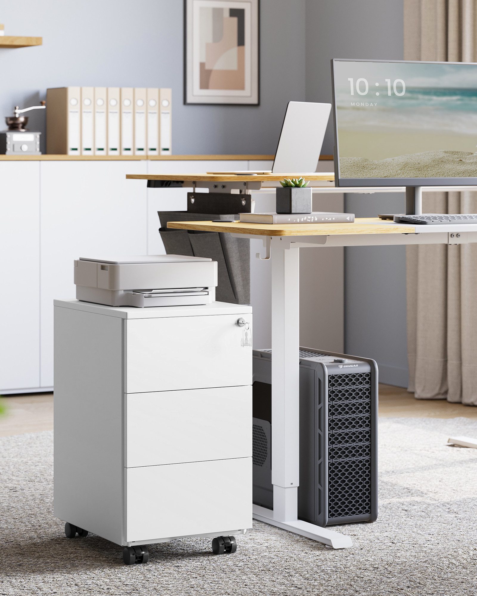 SONGMICS Rollcontainer Schubladenschrank, mobiler Aktenschrank, Metallschra günstig online kaufen