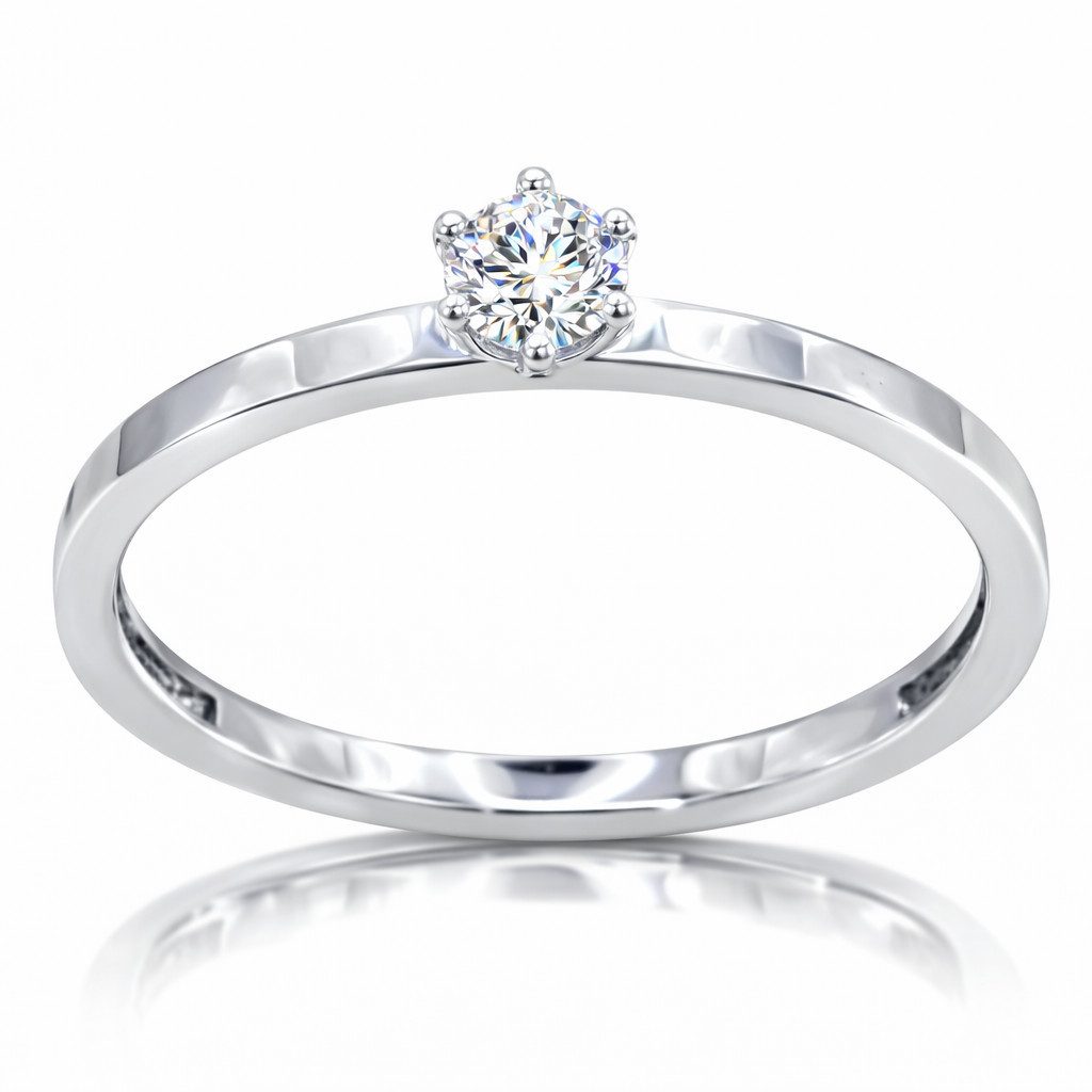 M-Punkt24 Diamantring Weißgold SI ECHTER Diamant kein Lab-Grow / kein Moissanit (ca. 1,2 Gramm, 0.1 Karat, inkl. LED-Etui, ! SONDERPREIS WEGEN PRODUKTEINFÜHRUNG – Bild 5 von 5