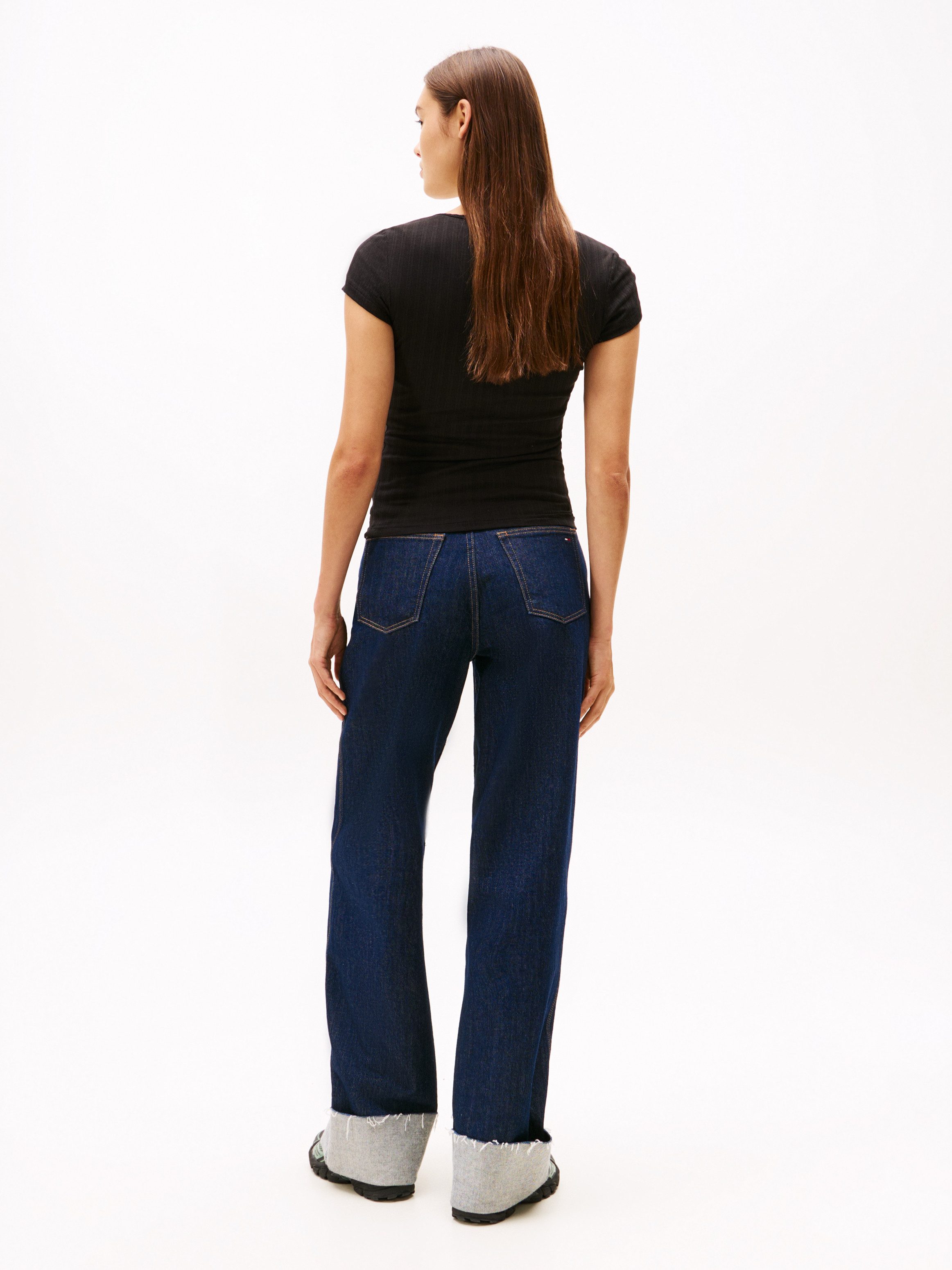 Tommy Jeans Kurzarmshirt TJW SLIM IRREGULAR RIB SS in gerippter Struktur