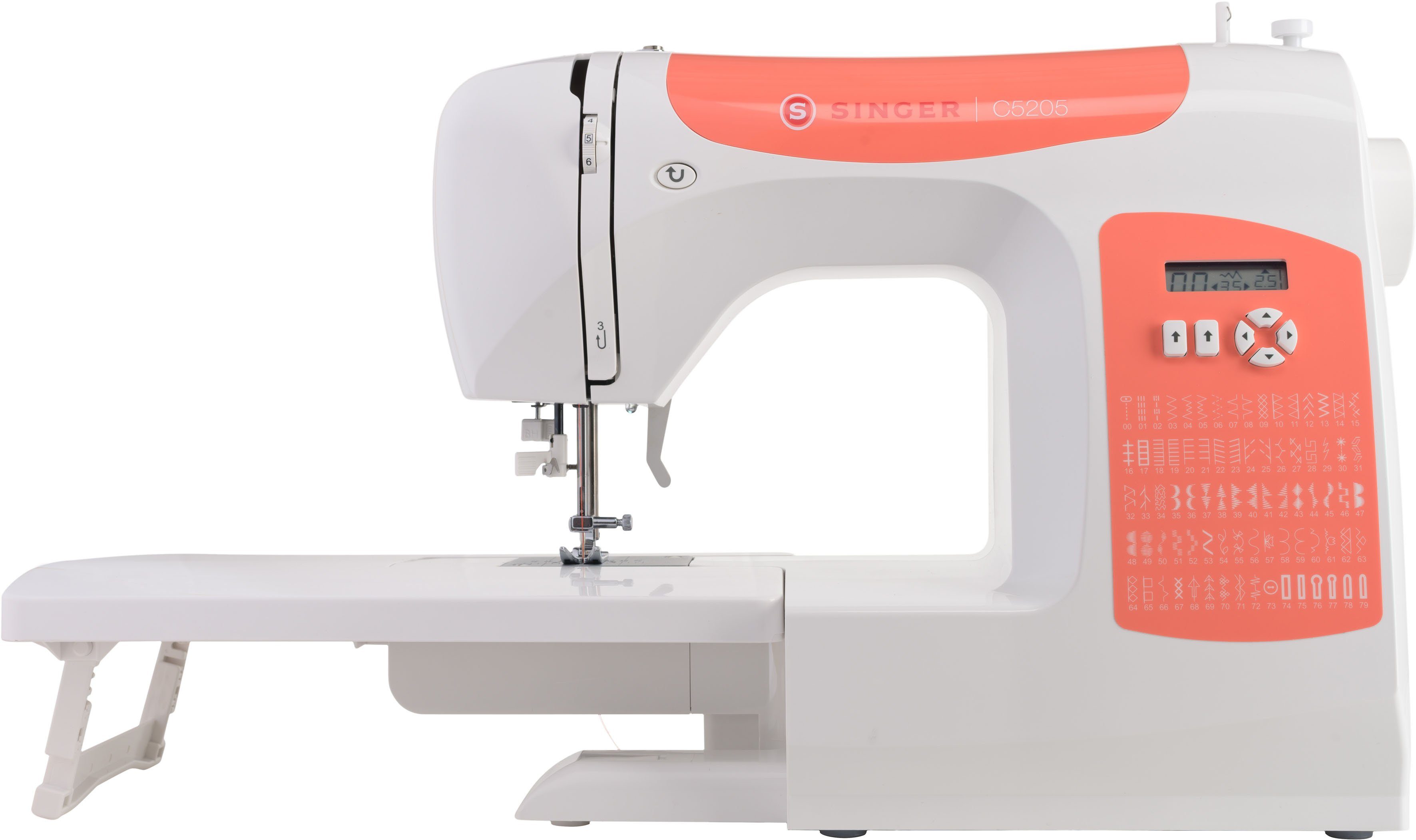 Singer Freiarm-Nähmaschine C5205 - Nähmaschine - weiß/orange