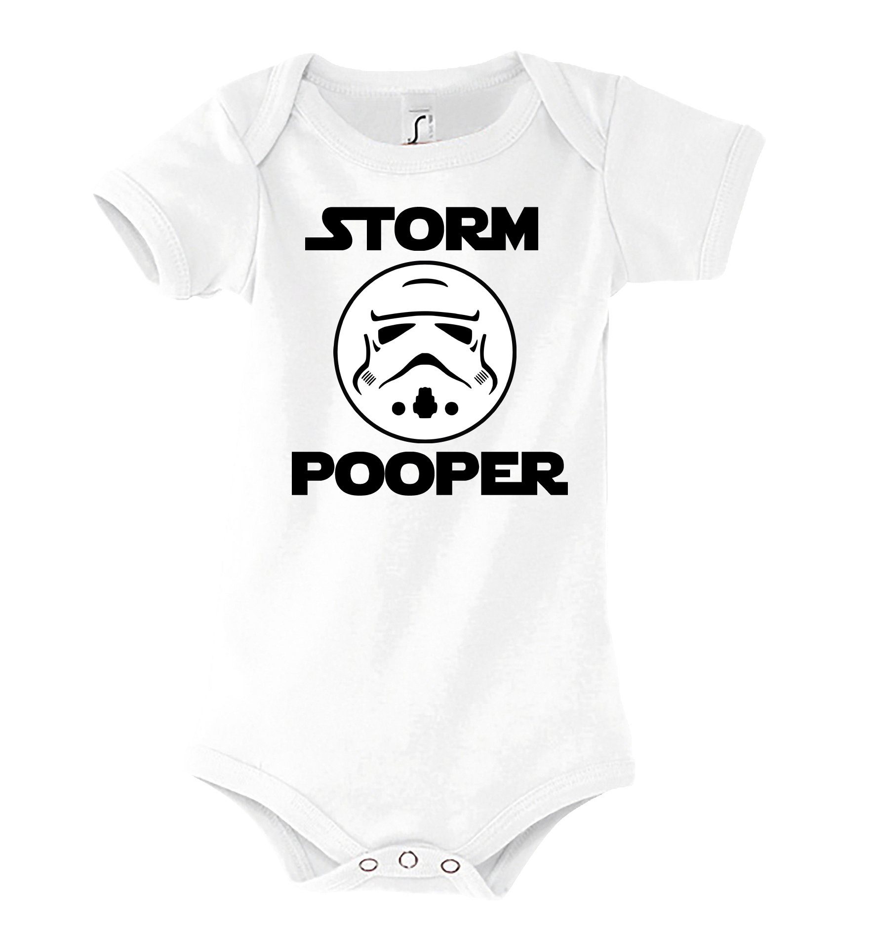 Pooper Baby Youth Weiß Designz Trooper Kurzarmbody mit Kurzarm lustigem & Body Logo Storm Spruch Strampler Print