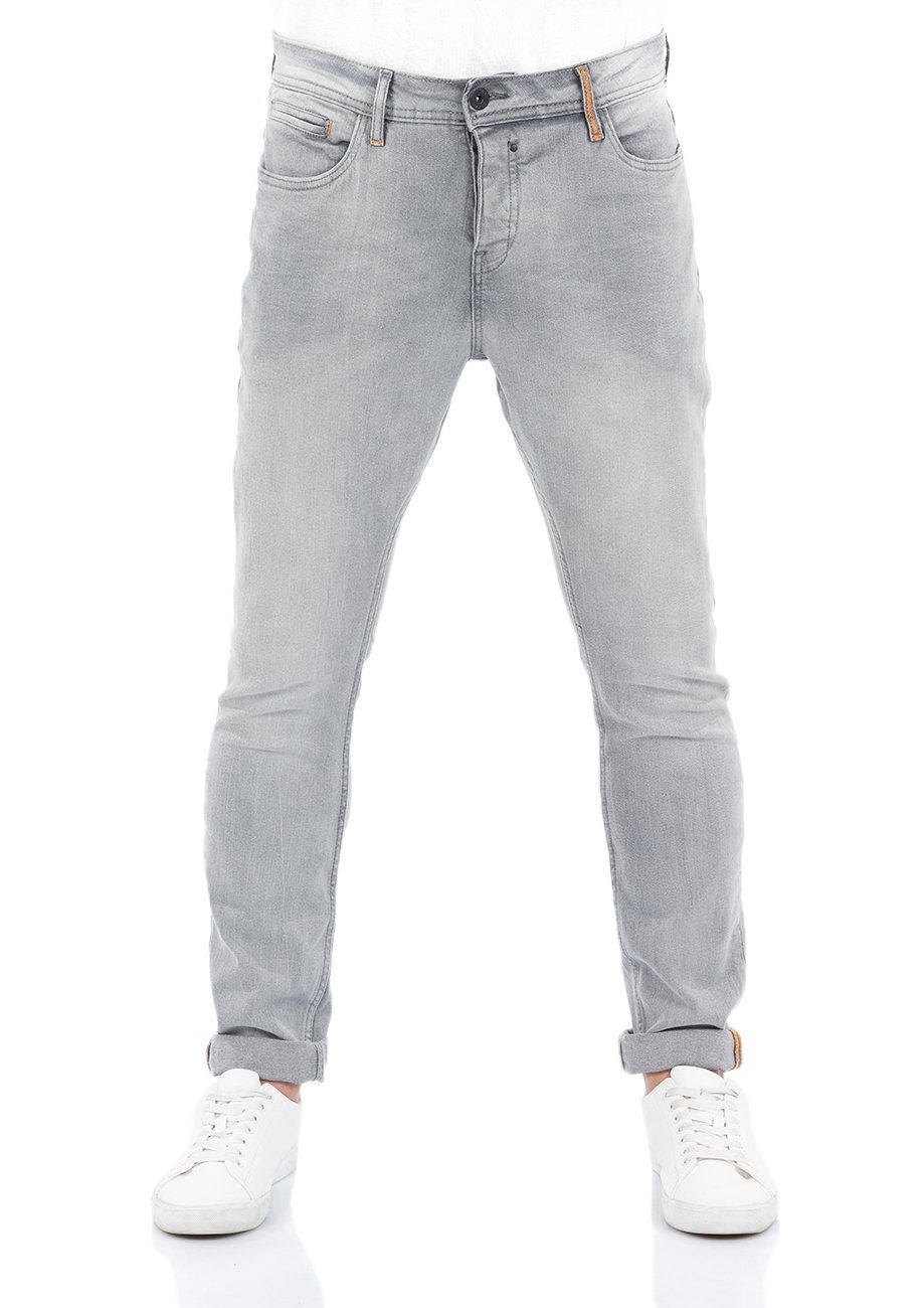 riverso Tapered-fit-Jeans Herren Jeanshose RIVToni Tapered Fit Denim Hose mit Stretch Grey Denim (G113)