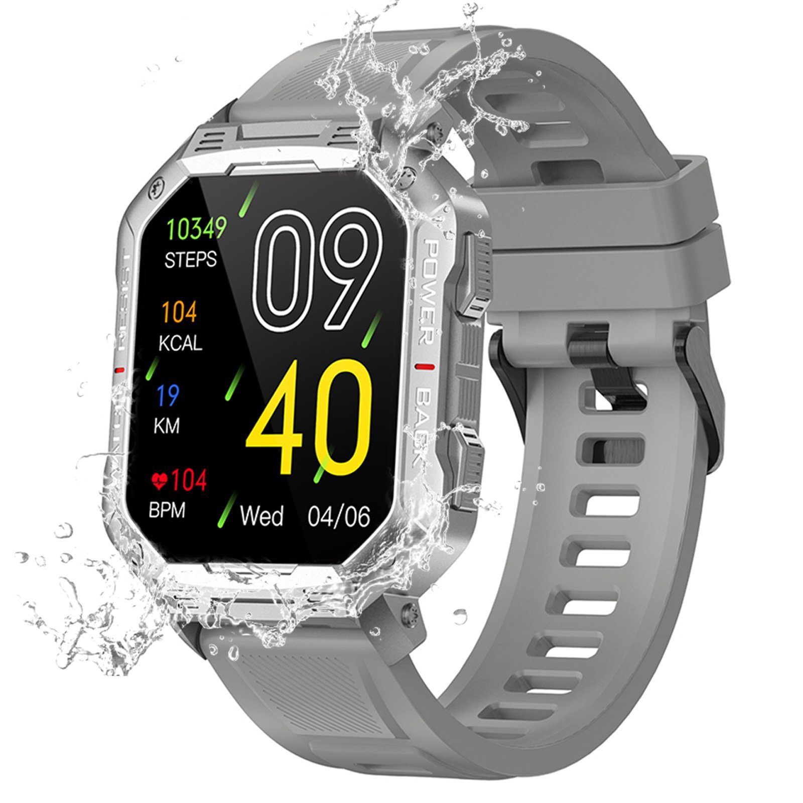 OKWISH Damen Herren Smart Watch Sportuhr Armbanduhr Fitness Uhr Uhren  Tracker Smartwatch (1.83 Zoll) Sportuhr mit 100+ Sportmodi, Touchscreen,  für iOS/Android, IP68 Wasserdicht, mit Pulsmesser Schrittzähler  Schlafmonitor Aktivitätstracker