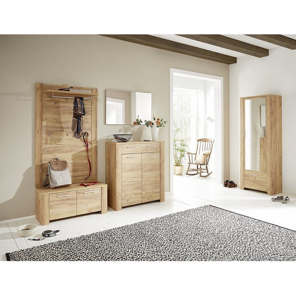 GERMANIA Garderobe Komplette Garderobe Diele Wandgarderobe Set Nvarra Eiche  Nb. CASTERA