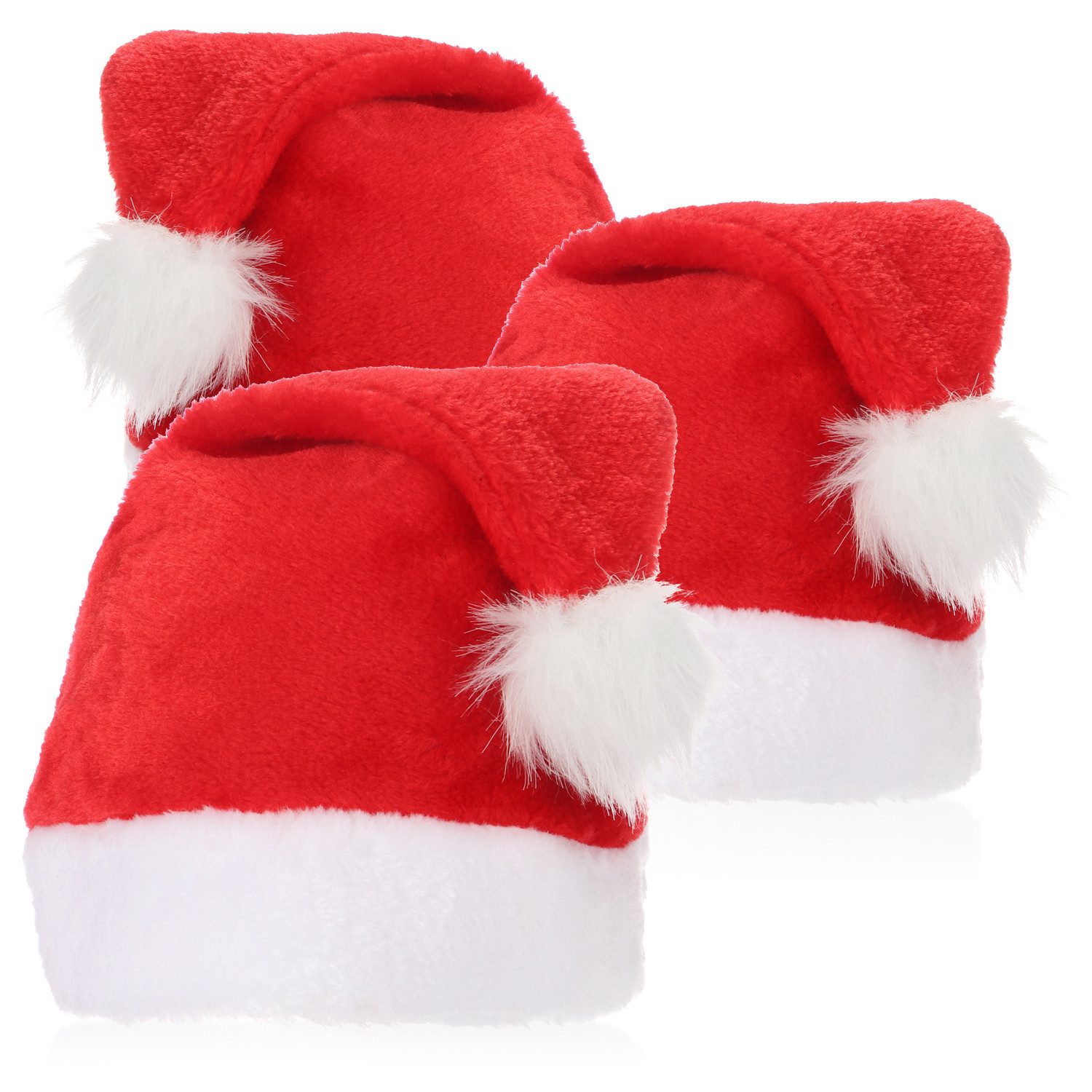 com-four Bommelmütze Nikolausmütze aus Plüsch mit Bommel (3-St) X-Mas Weihnachtsmütze für Weihnachten und Nikolaus