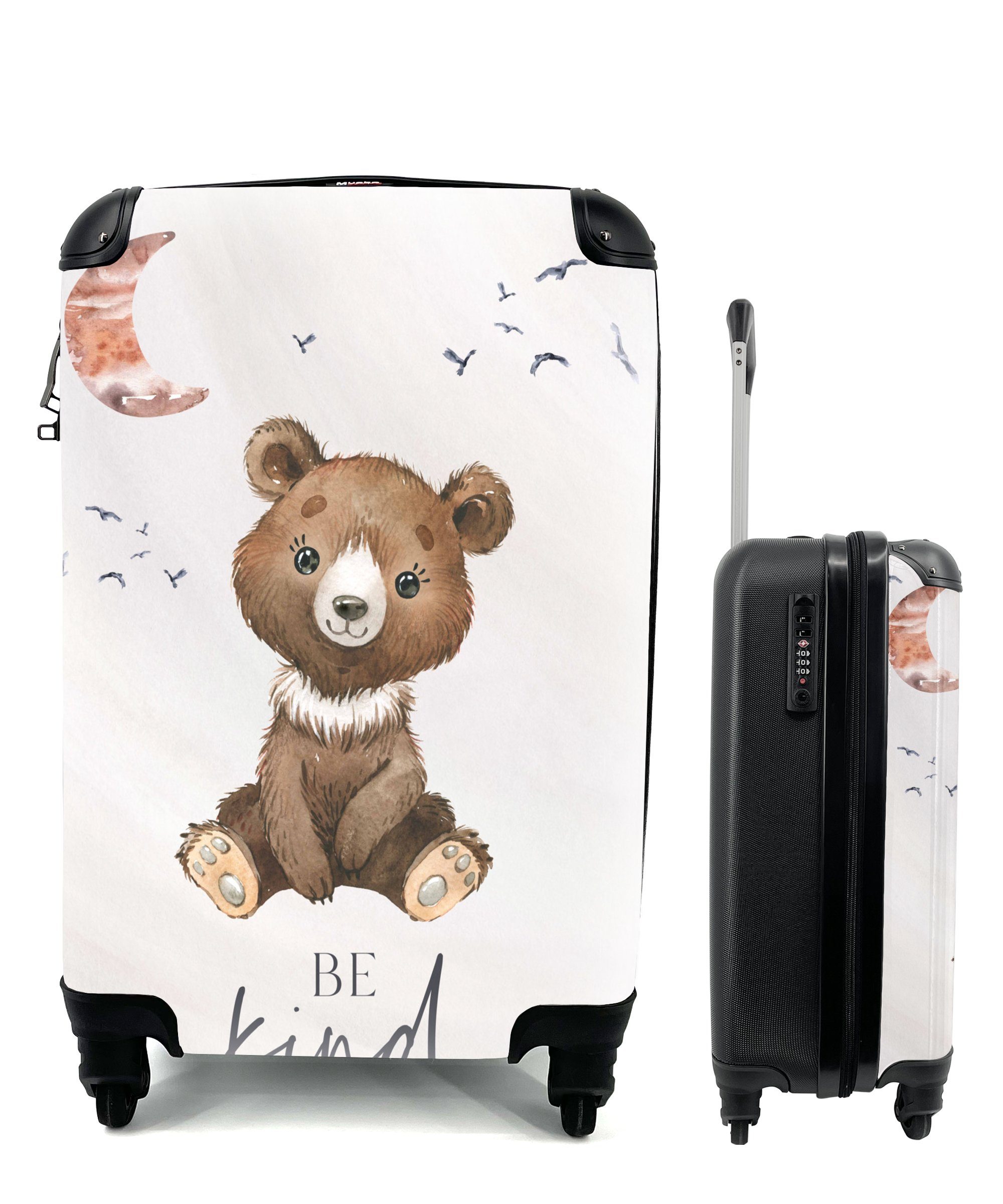 für MuchoWow 4 rollen, Teddybär - sein Kinder - mit Reisekoffer Ferien, Sprichwörter Handgepäckkoffer Trolley, Kind - Rollen, - Reisetasche Aquarell, Handgepäck