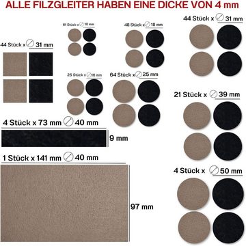 ToCi Filzgleiter Filzgleiter 300 Stk. Schwarz/Beige Mix selbstklebend Möbel Bodenschutz