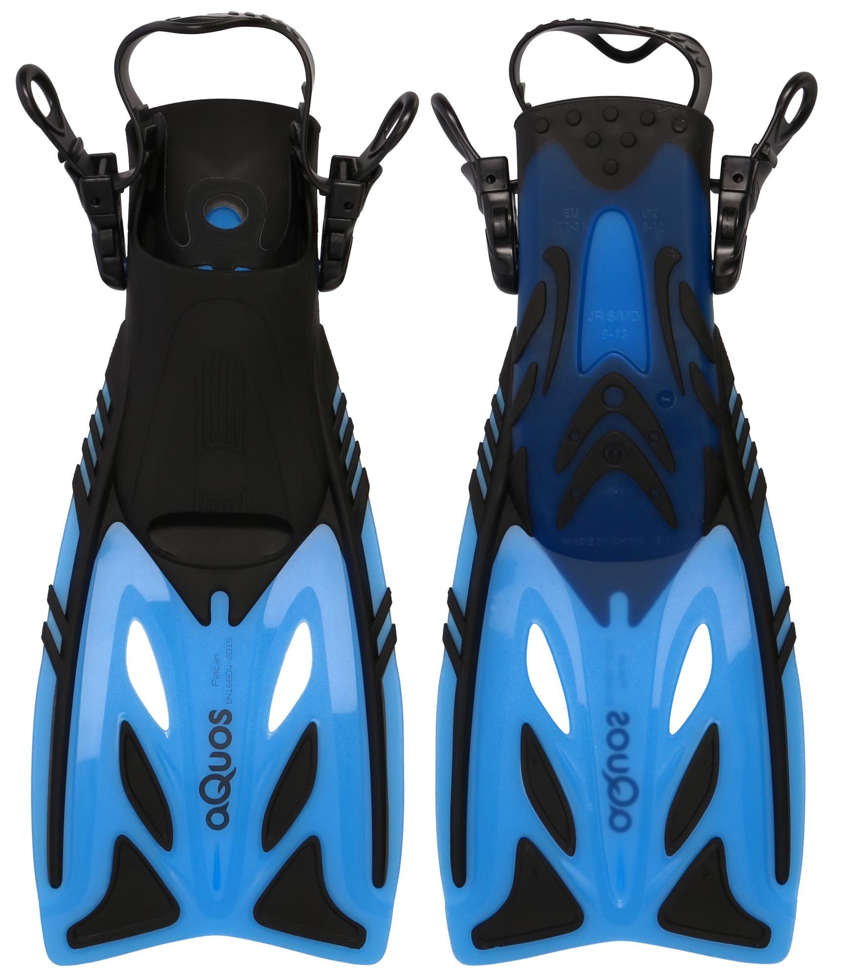 aQuos Flosse Aquos Junior Kinder Flossen blau Pelican Taucherflossen, mitwachsend, verstellbares Fersenband
