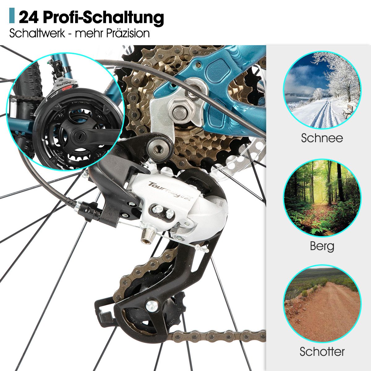 HILAND Mountainbike 27.5 Zoll Offroad-MTB für Erwachsene, Männer und Frauen, 24 Gang, 24 Gänge, leichter Aluminiumrahmen, hydraulische Scheibenbremsen