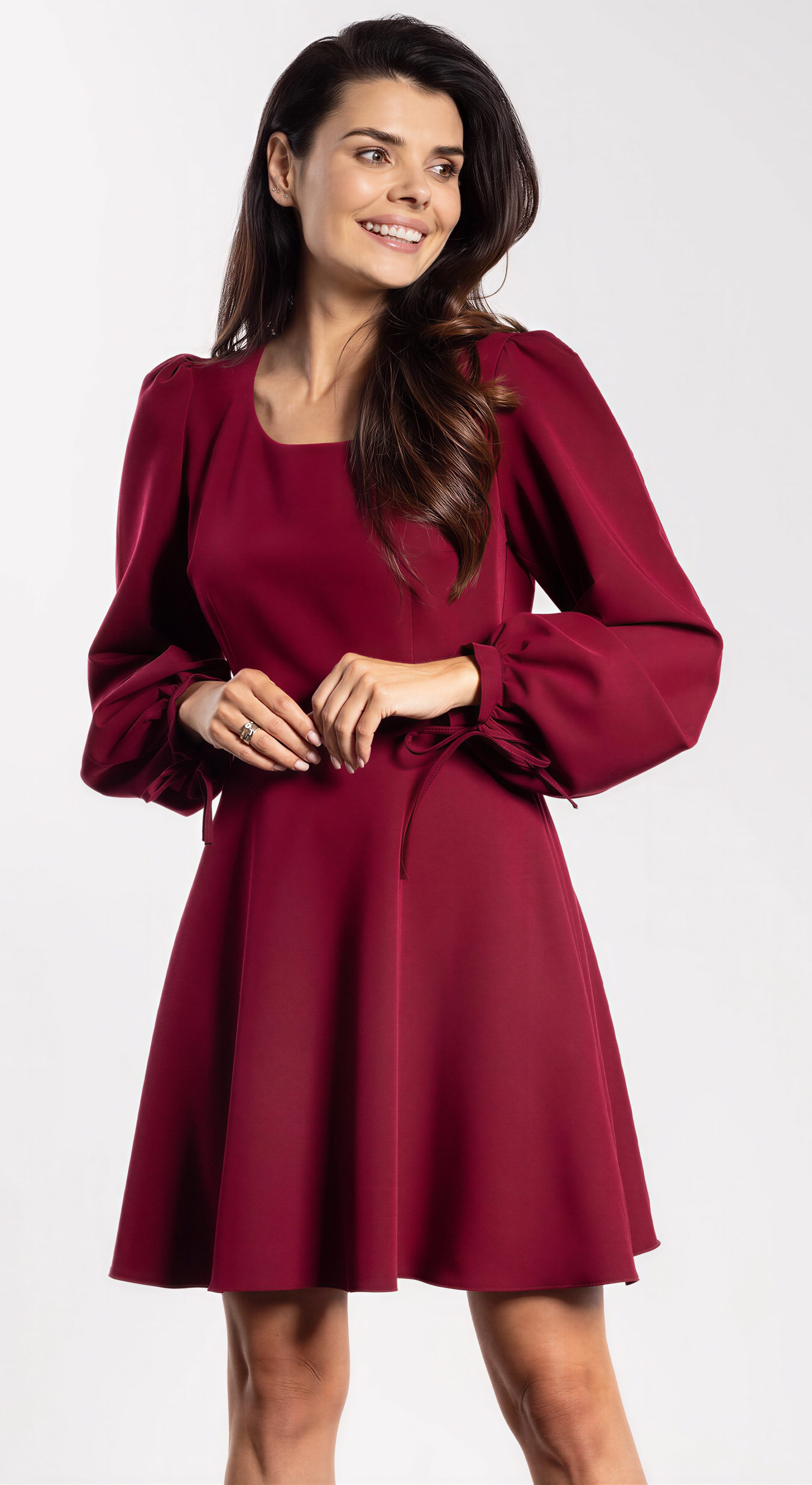 Awama Minikleid mit Puffärmeln und Bindebändern