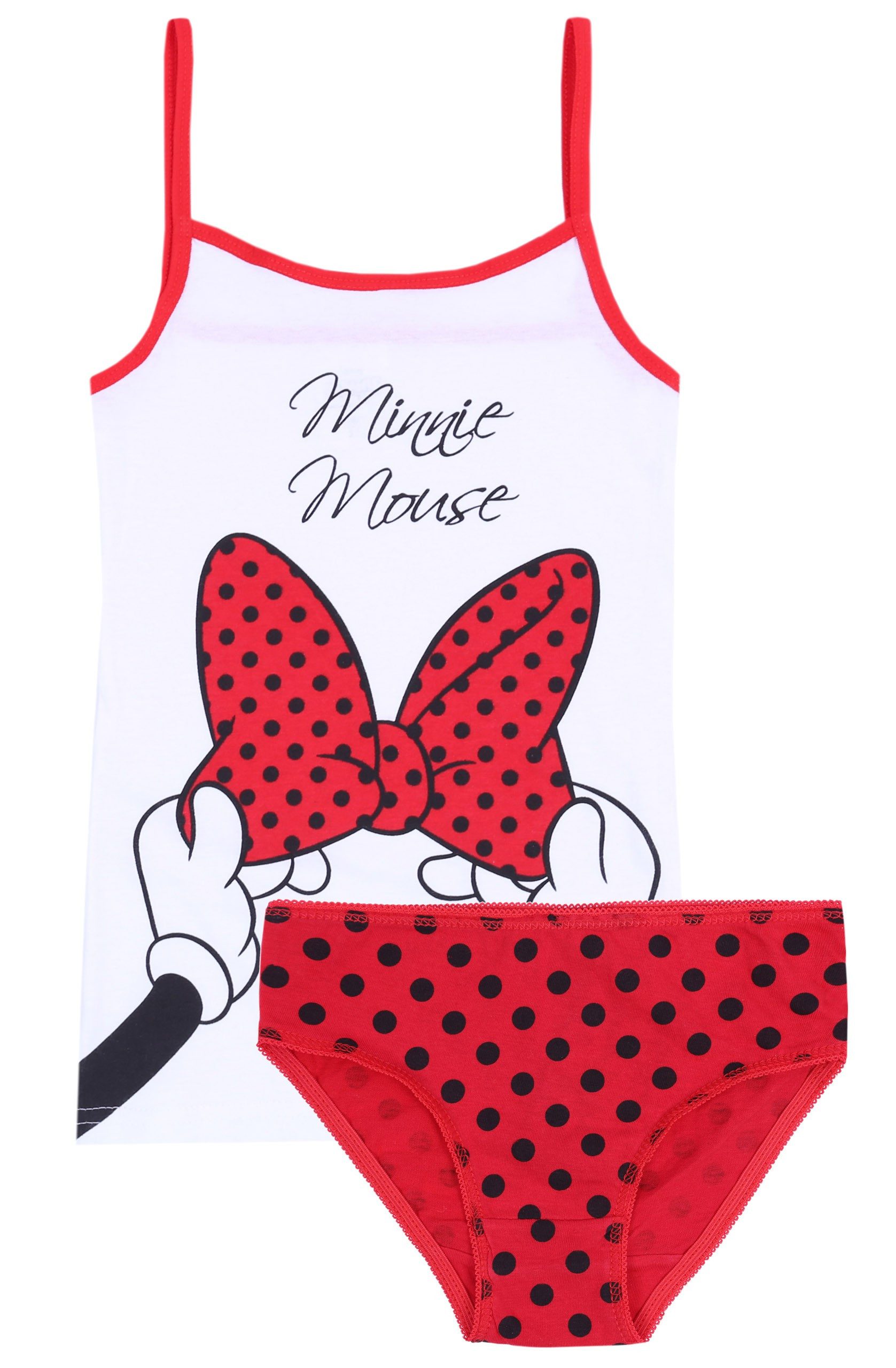 Blusentop Weiß-rotes T-Shirt + Minnie Unterhose DISNEY 7-8 Jahre