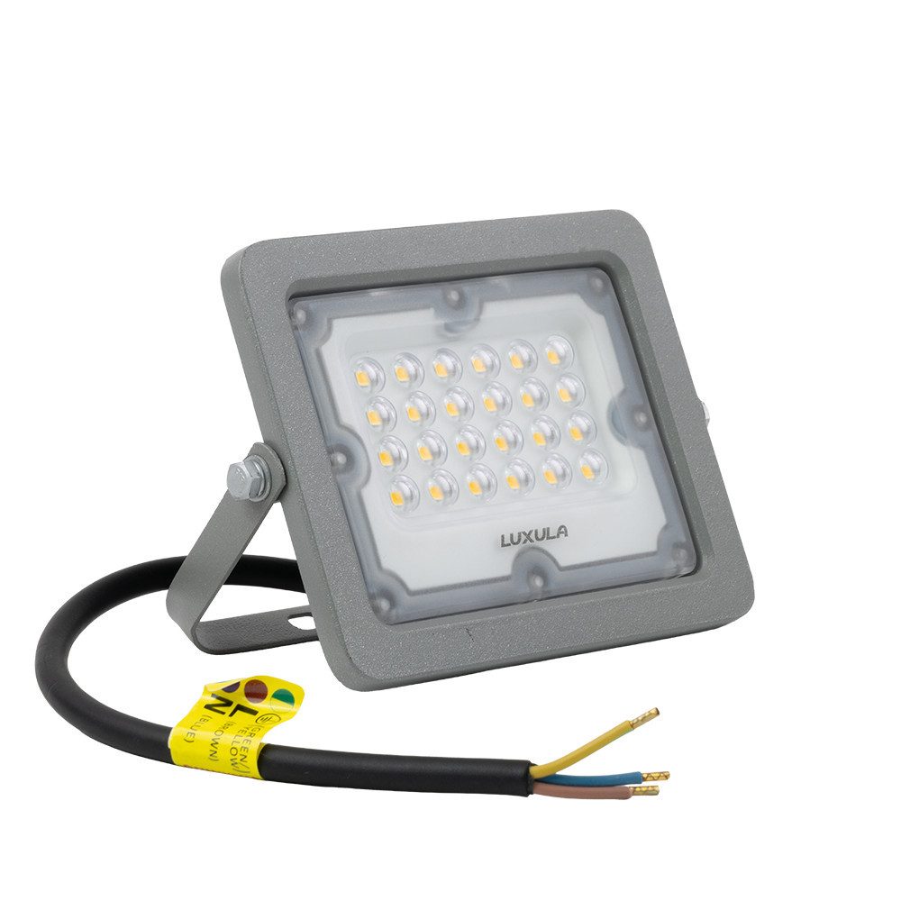 LUXULA LED Flutlichtstrahler LUXULA LED Fluter 20 W 4000 K Neutralweiß Grau, LED fest integriert, Neutralweiß
