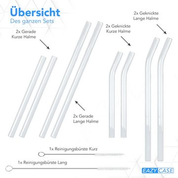 EAZY CASE Trinkhalme 8x Glas Strohhalme für Cocktails Gebogen/Gerade, Trinkhalme für Cocktails Strohhalme wiederverwendbar Gebogen + Gerade