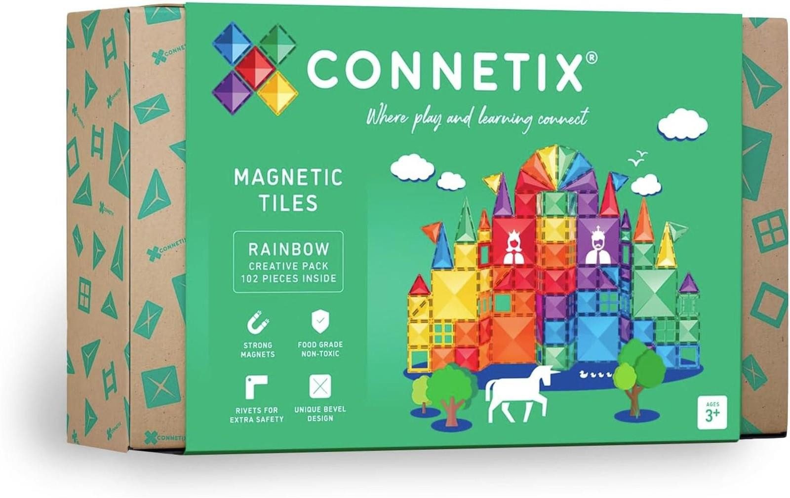 Connetix CONNETIX Magnetbausteine Regenbogen Kreativpaket 102 Stück 3+ Konstruktions-Spielset