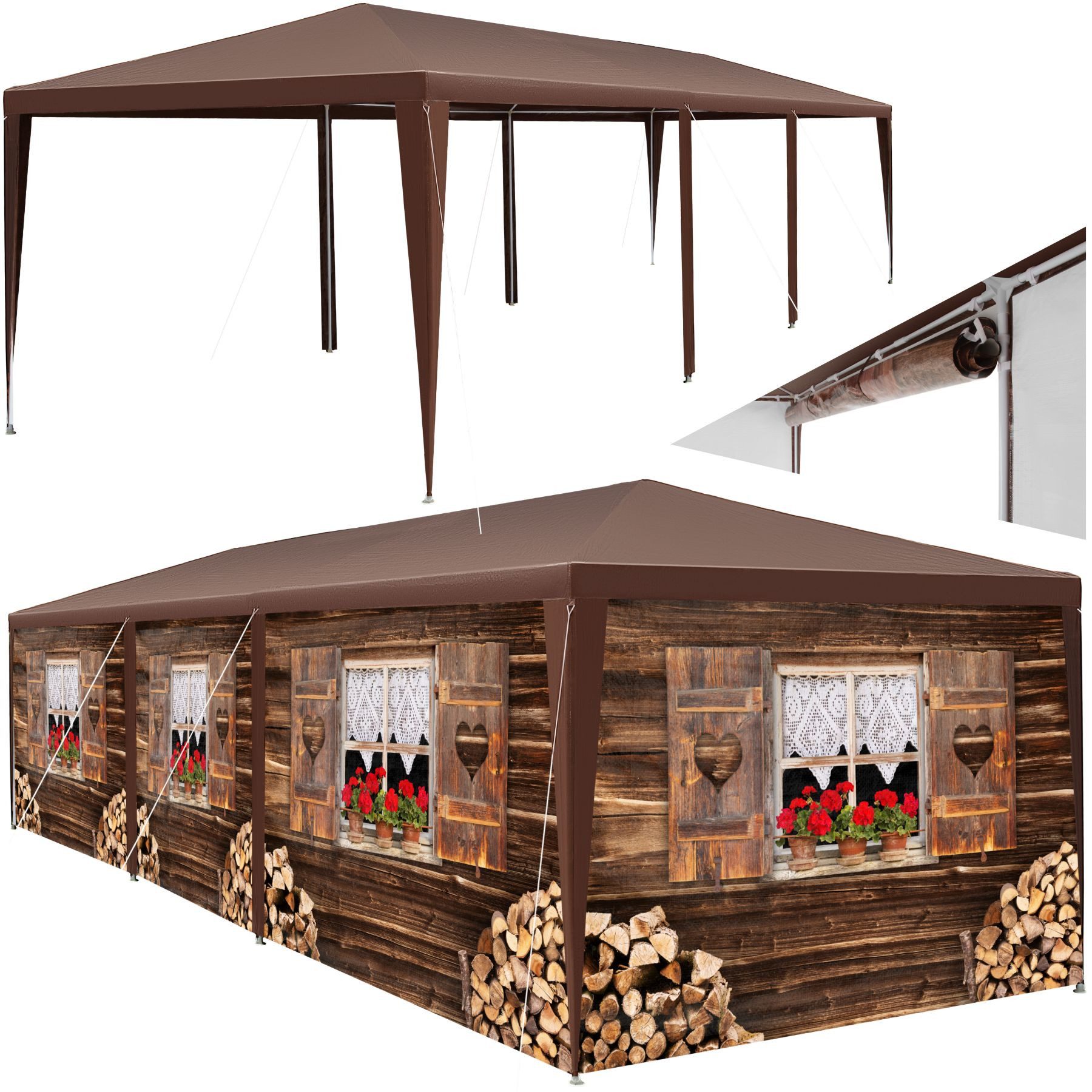 tectake Pavillon Terrassenüberdachung Almhütte, wasserdicht, UV-beständig, günstig online kaufen