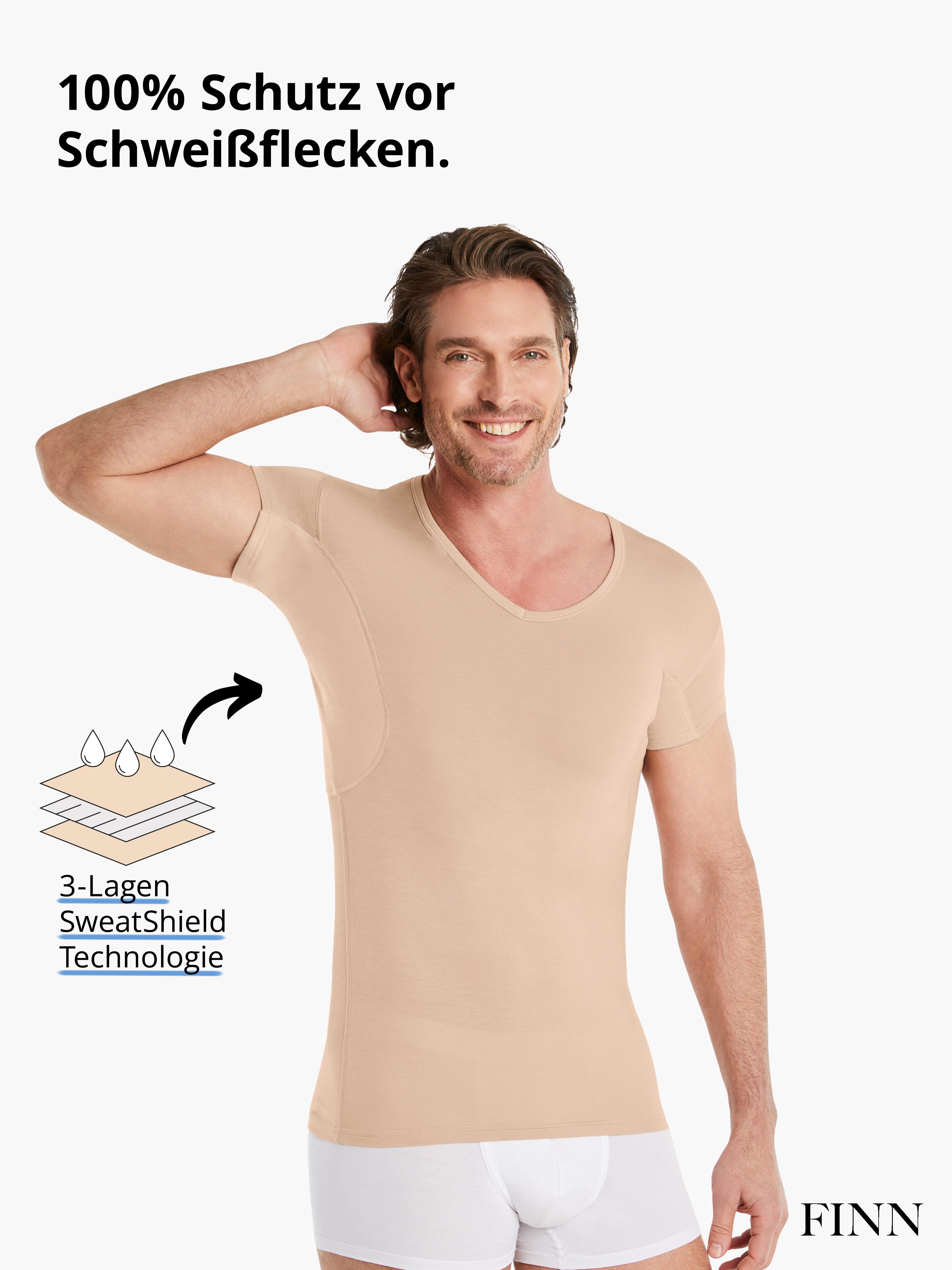 FINN Design Unterhemd Anti-Schweiß Shirt Herren mit extra kurzen Ärmeln Geg günstig online kaufen