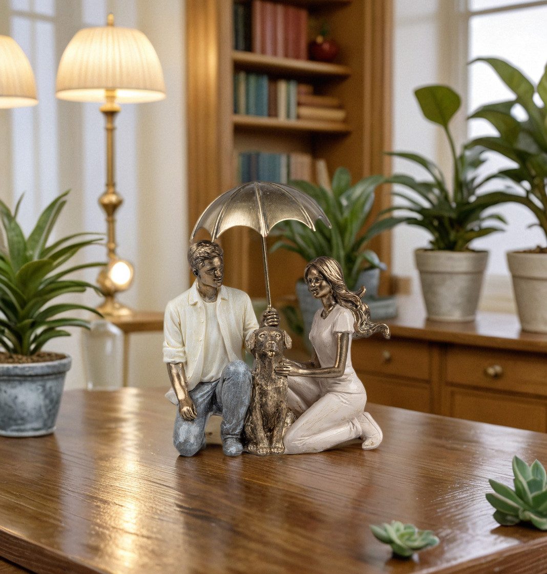 formano Dekofigur Paar mit Hund Skulptur 18x16x 9cm handbemalt Polyresin bu günstig online kaufen