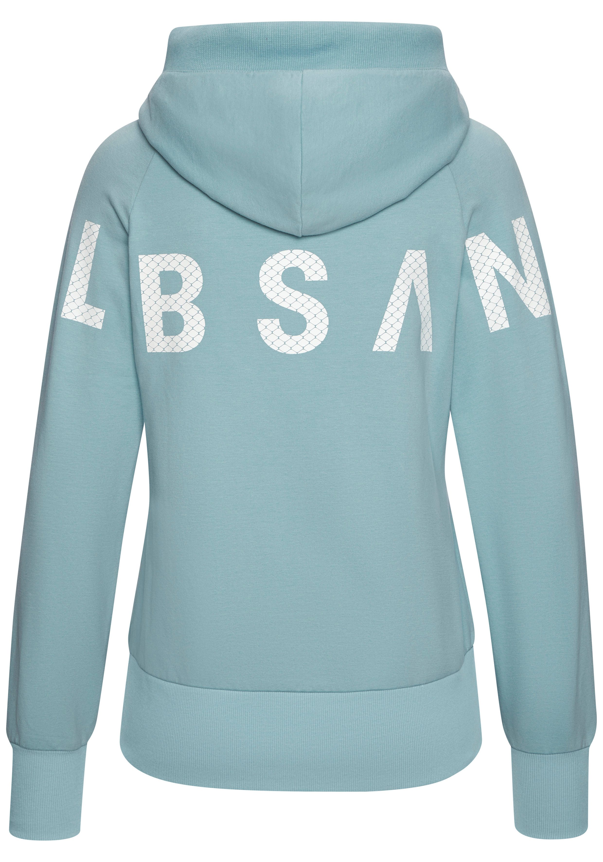 Elbsand Kapuzensweatjacke Kalea mit großem Logodruck hinten, bequeme Freizeitjacke mit Taschen