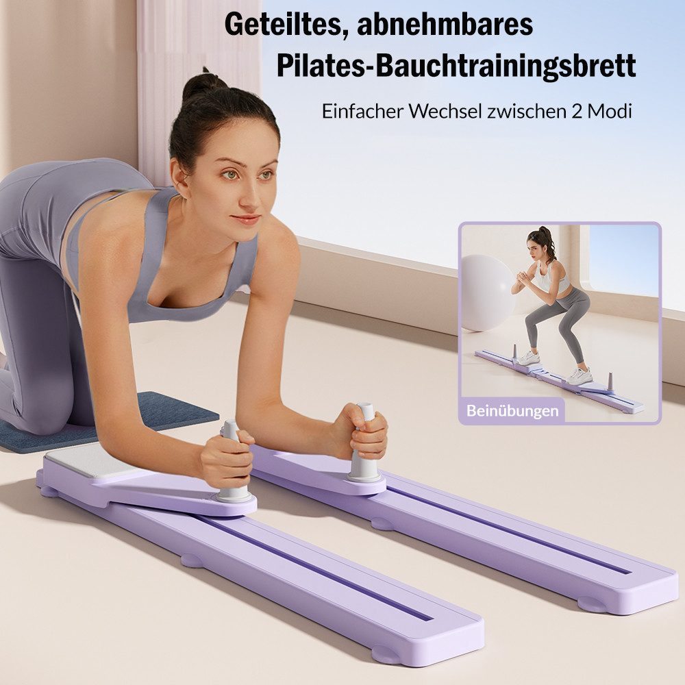 UMAY Pilates-Reformer Verbessertes 8-in-1-Fitnessboard & Pilates-Geräteset, (Widerstandsbänder, Balance Board für Ganzkörpertraining), mit Ab Workout Ausrüstung, Multifunktionales Liegestützbrett